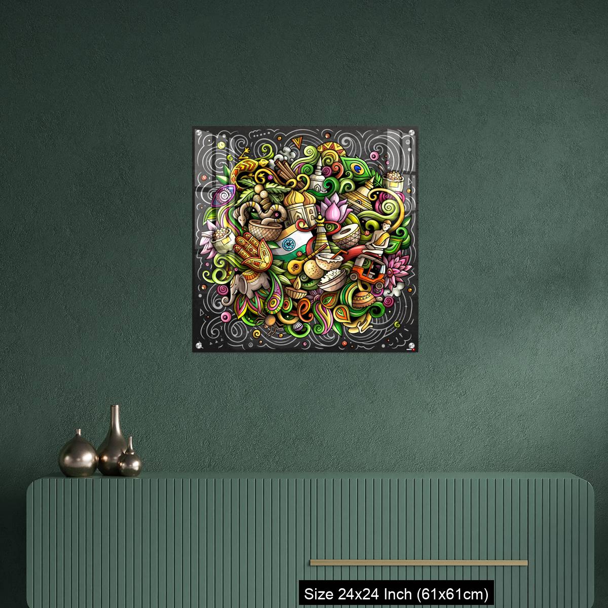 OMGs Acrylic Wall Decor – India hand drawn cartoon doodles - Image 9