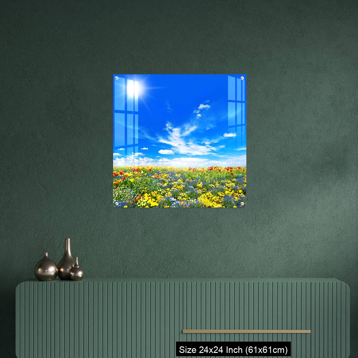 OMGs Acrylic Wall Decor – Meadow with colorful spring flowers. Tulips - Image 9