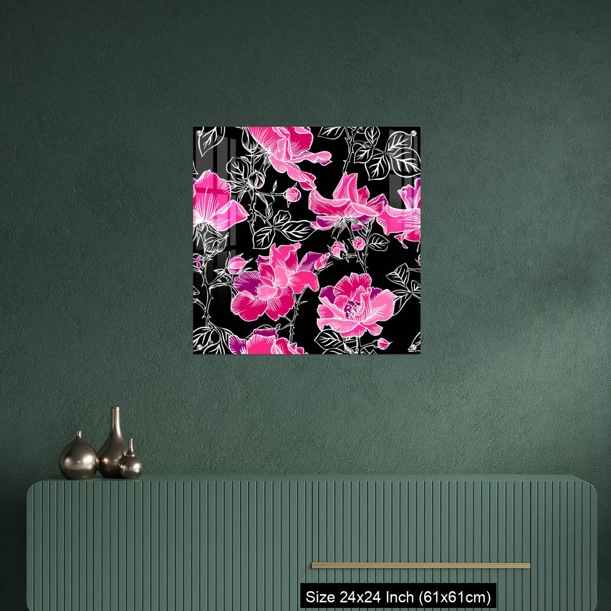 OMGs Acrylic Wall Decor – Seamless pattern with blossom red large roses petals buds and leaves. - Image 9