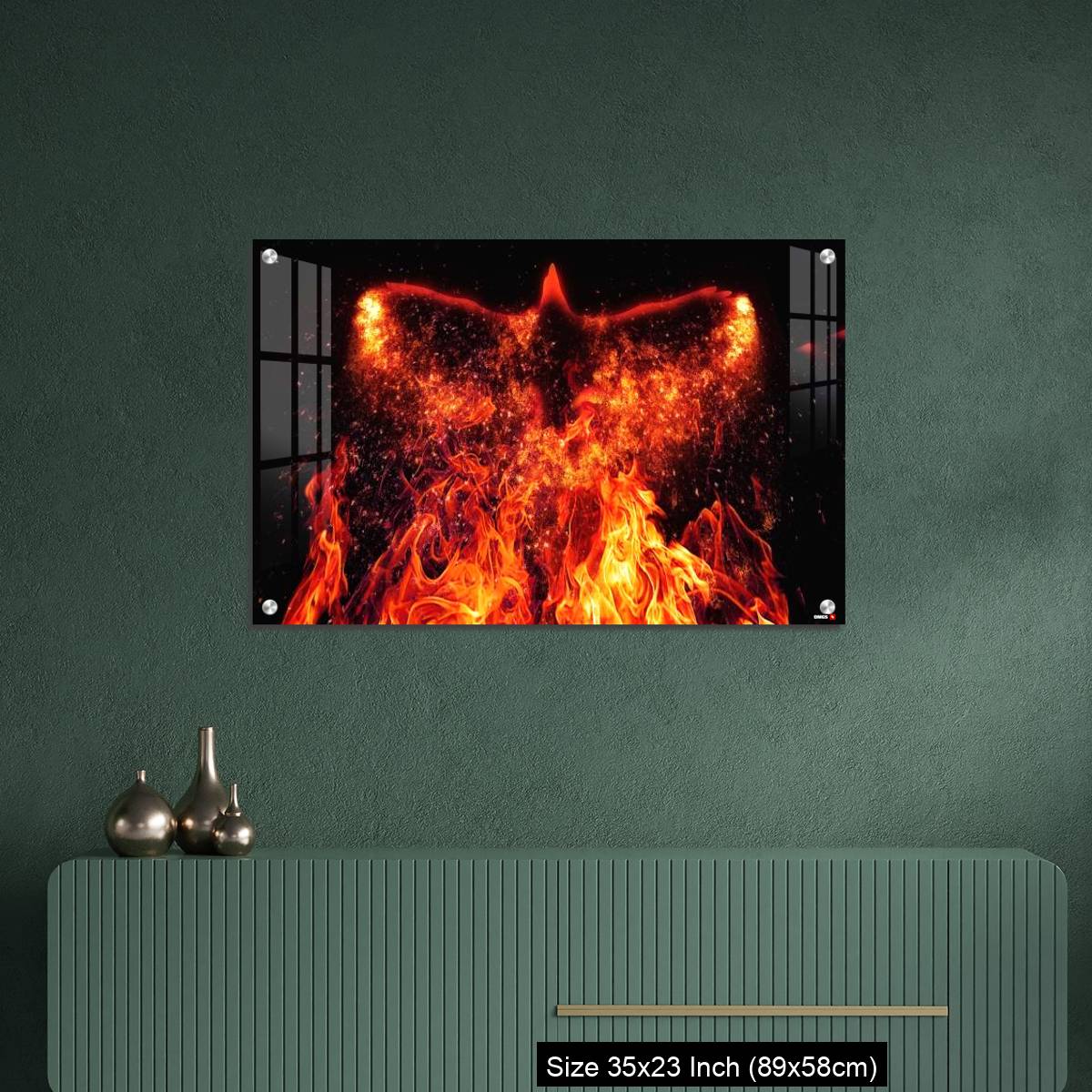 OMGs Acrylic Wall Decor – A firebird flapping its wings in the dark - Image 9