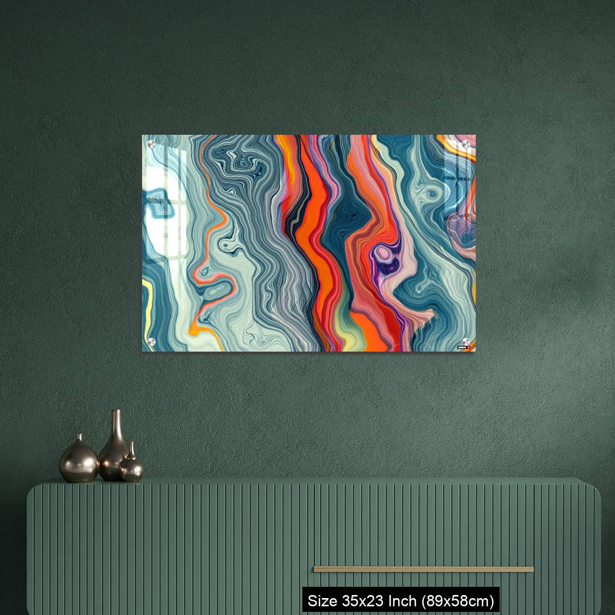 OMGs Acrylic Wall Decor – Abstract Marble Waves Acrylic Background. Gray Orange Marbling Texture. Agate Ripple Pattern. - Image 9