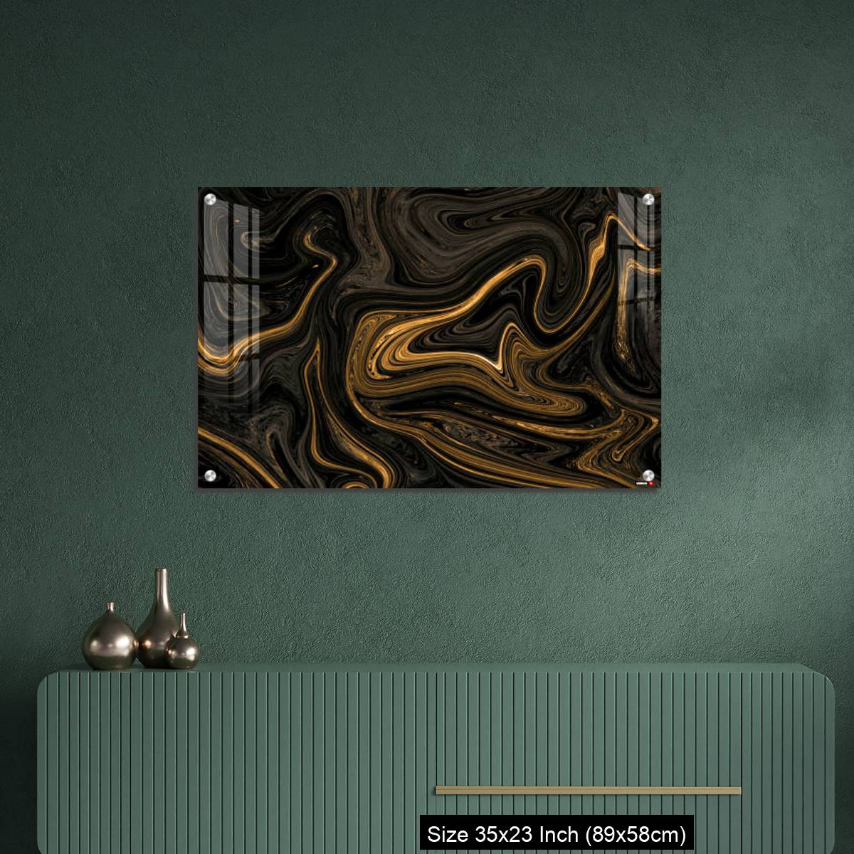 OMGs Acrylic Wall Decor – Black Golden Liquied Pattern Background With Design For Wall, Floor - Image 9