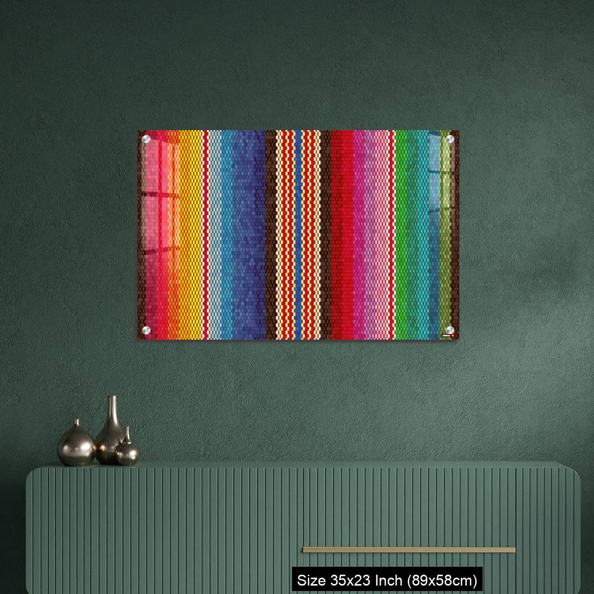 OMGs Acrylic Wall Decor – Background for Cinco de Mayo party decor or ethnic mexican fabric pattern with colorful stripes. - Image 9