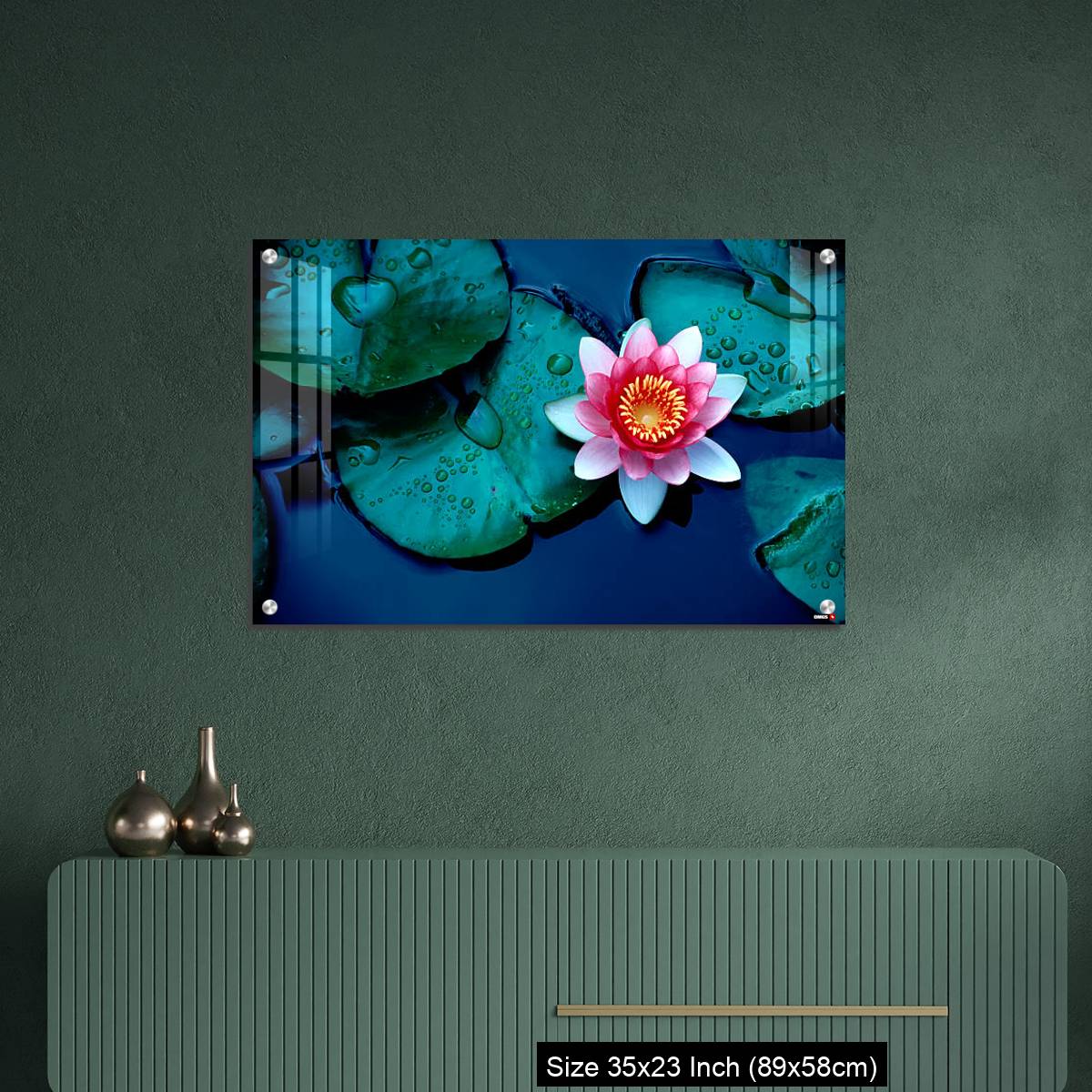 OMGs Acrylic Wall Decor – Brightly colored water lily floating on a stil pond - Image 9