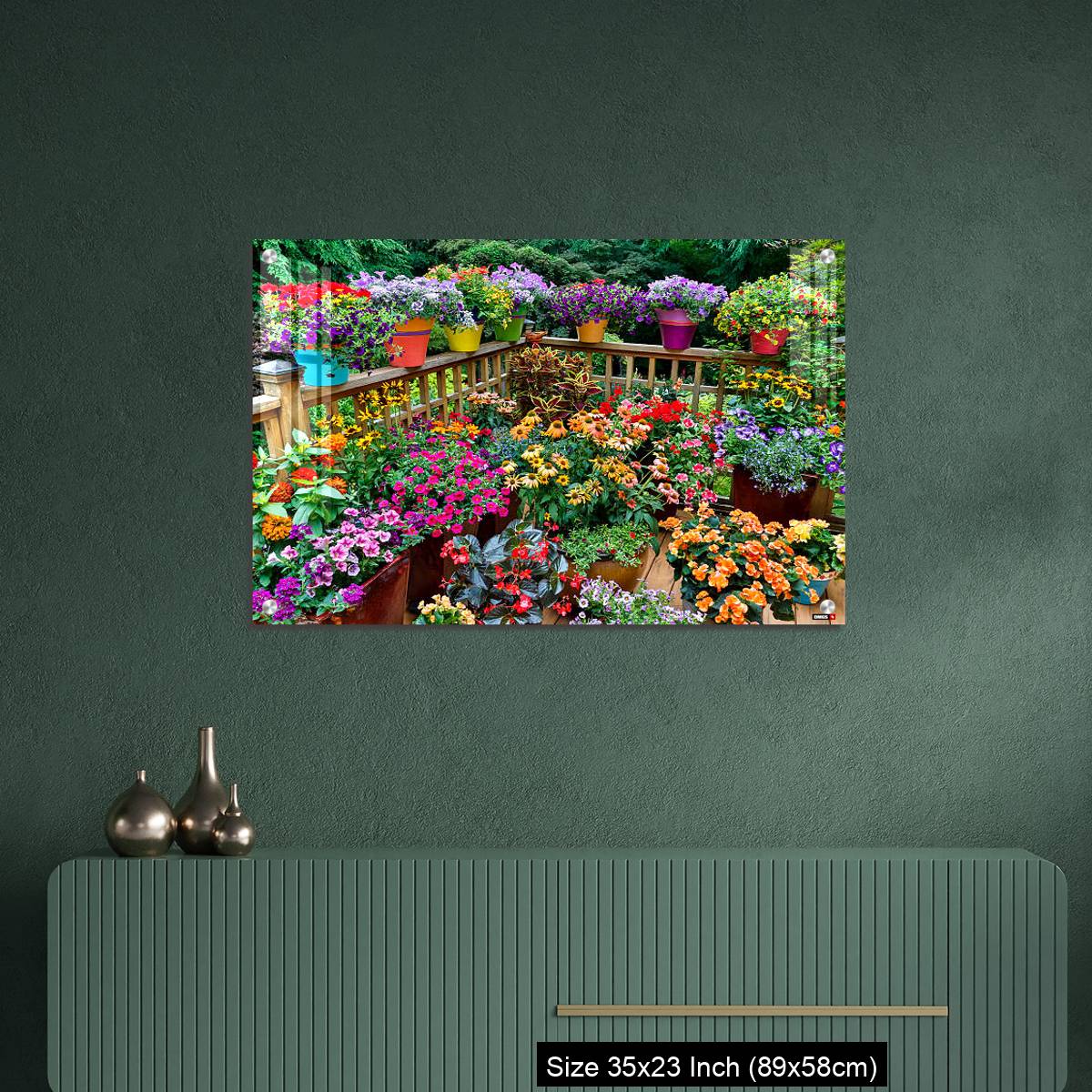 OMGs Acrylic Wall Decor – Colorful flowers and pots on deck - Image 9