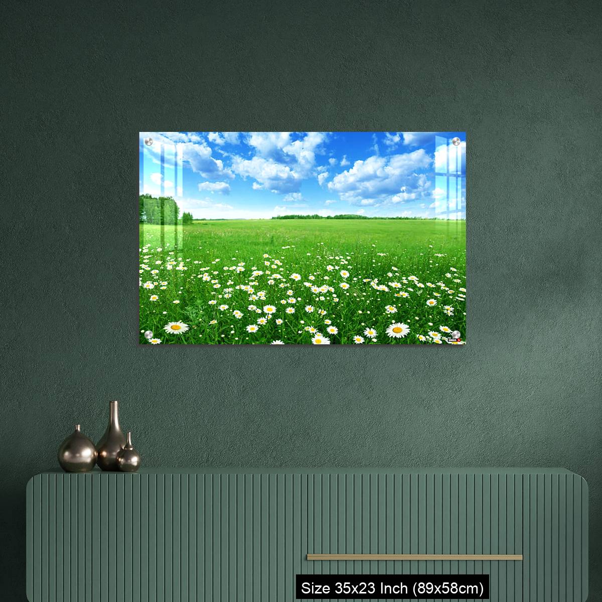 OMGs Acrylic Wall Decor – Field with white daisies under blue sky. - Image 9