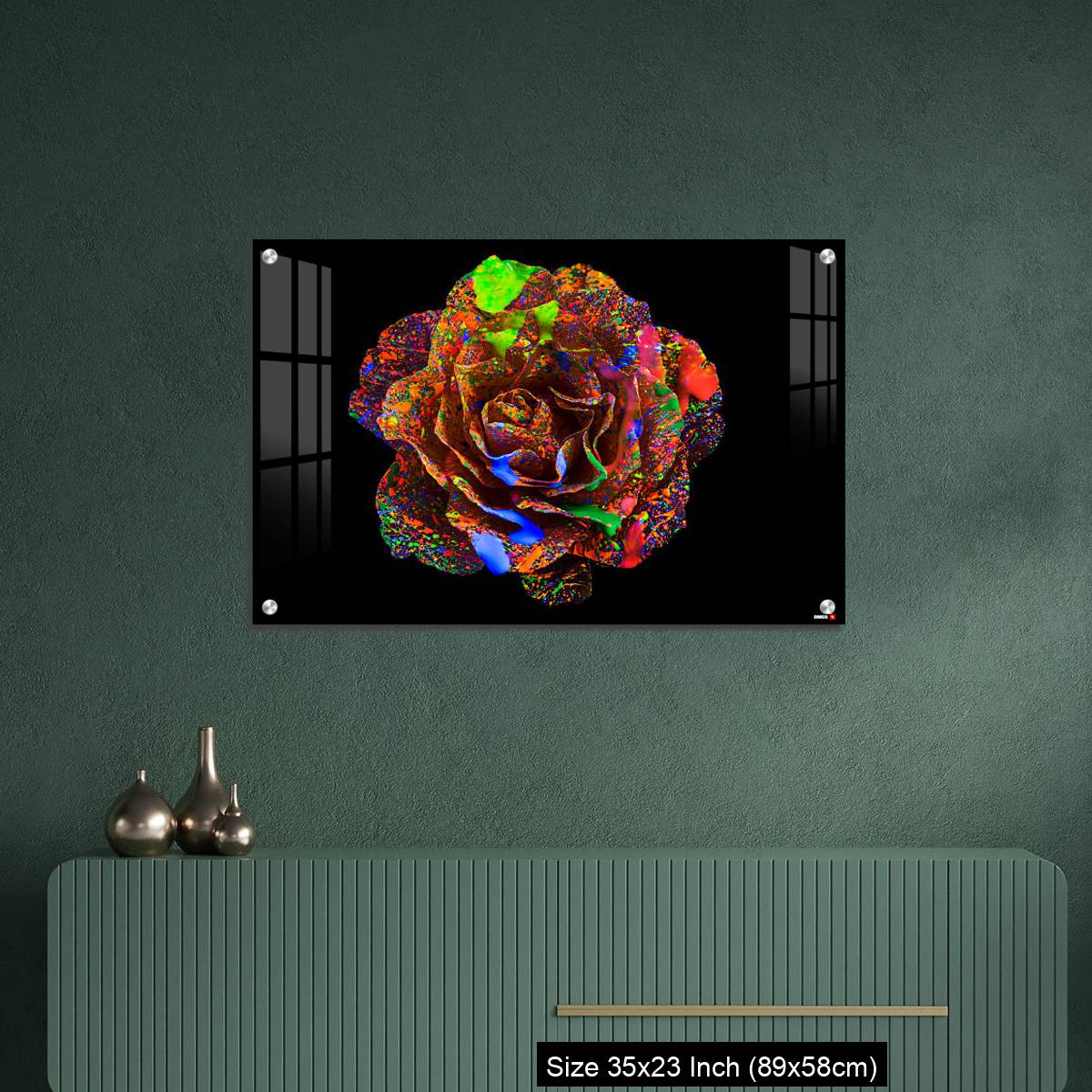 OMGs Acrylic Wall Decor – Flower on Color ink illuminating with black light - Image 9