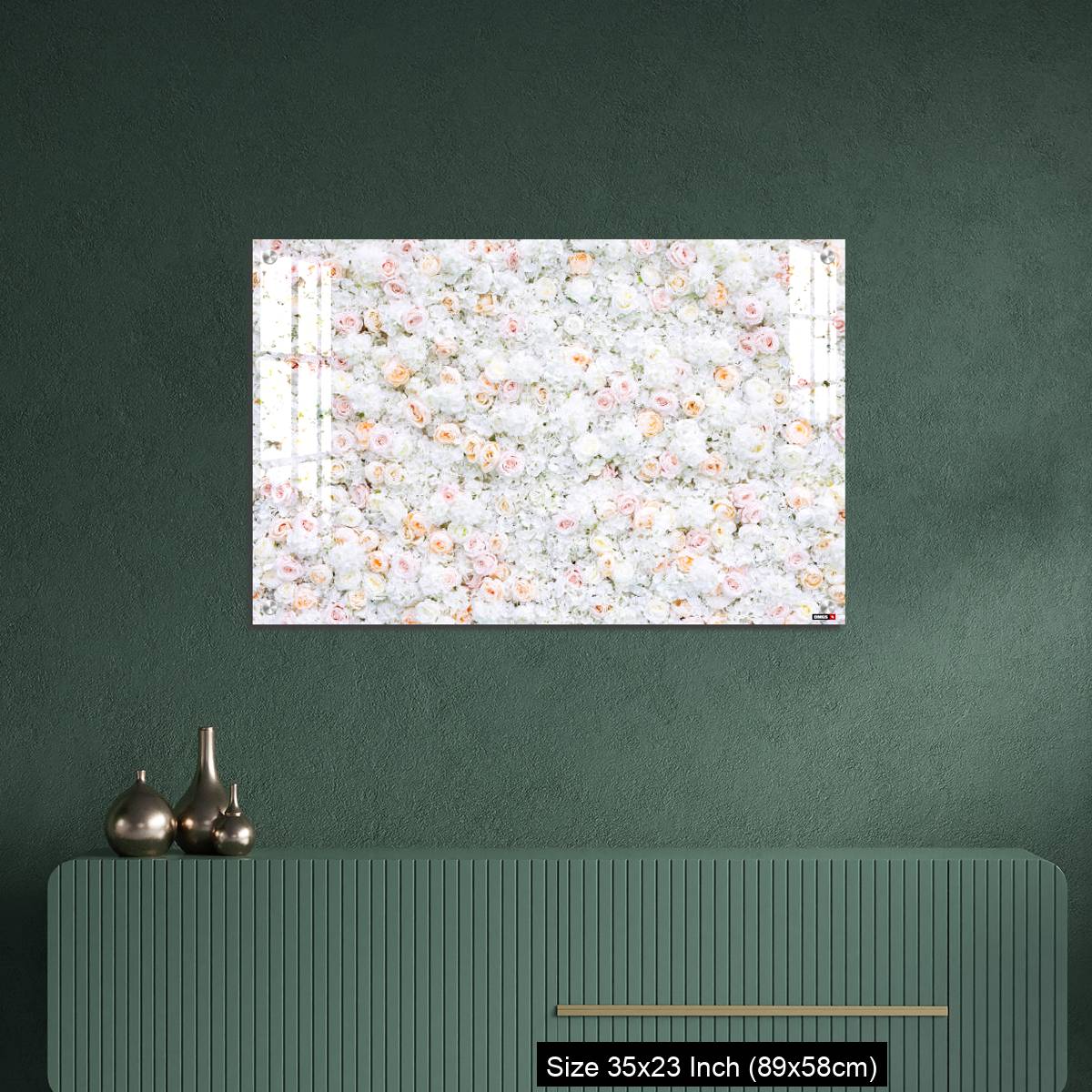 OMGs Acrylic Wall Decor – Flowers wall background with white and light orange roses. - Image 9