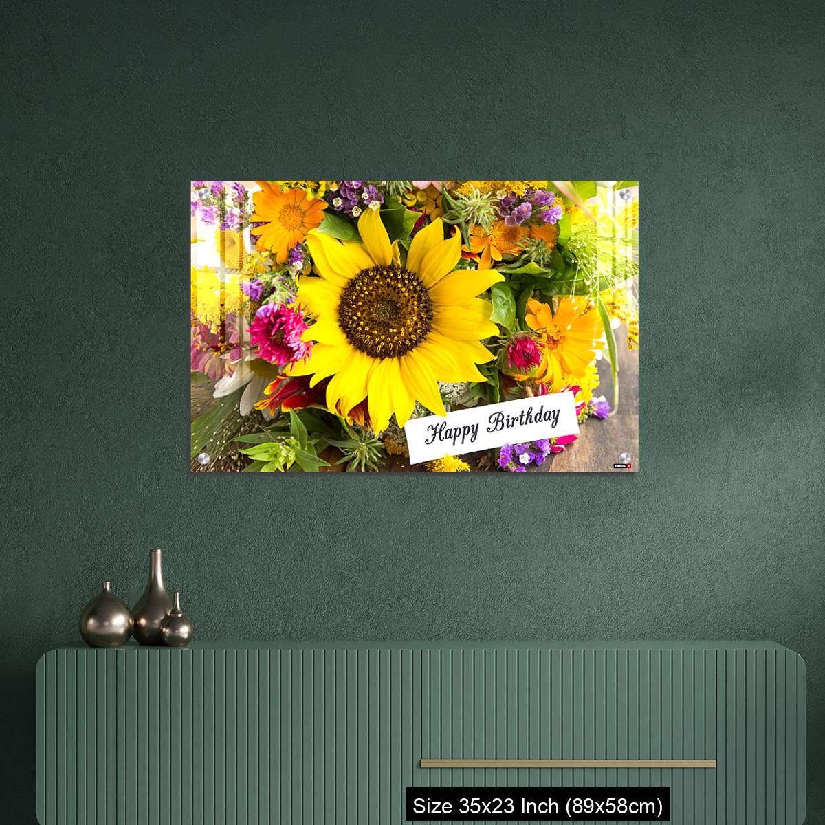 OMGs Acrylic Wall Decor – Happy Birthday Card with Bouquet of Summer Flowers - Image 9