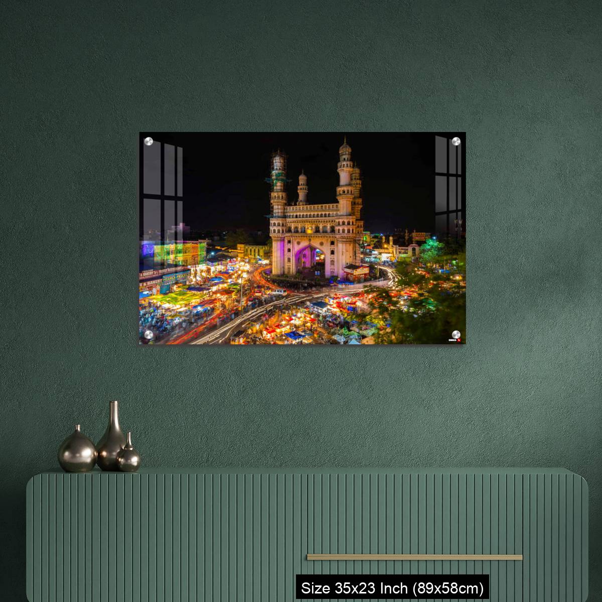 OMGs Acrylic Wall Decor – High Wide Angle View of Charminar in the Night - Image 9