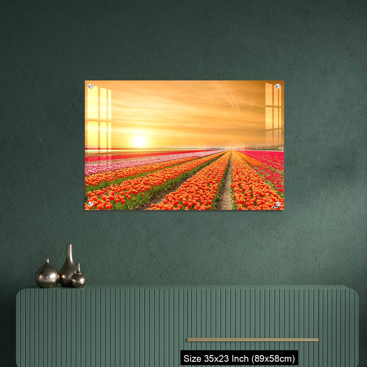 OMGs Acrylic Wall Decor – Landscape of Netherlands tulips with sunlight in Netherlands. - Image 9