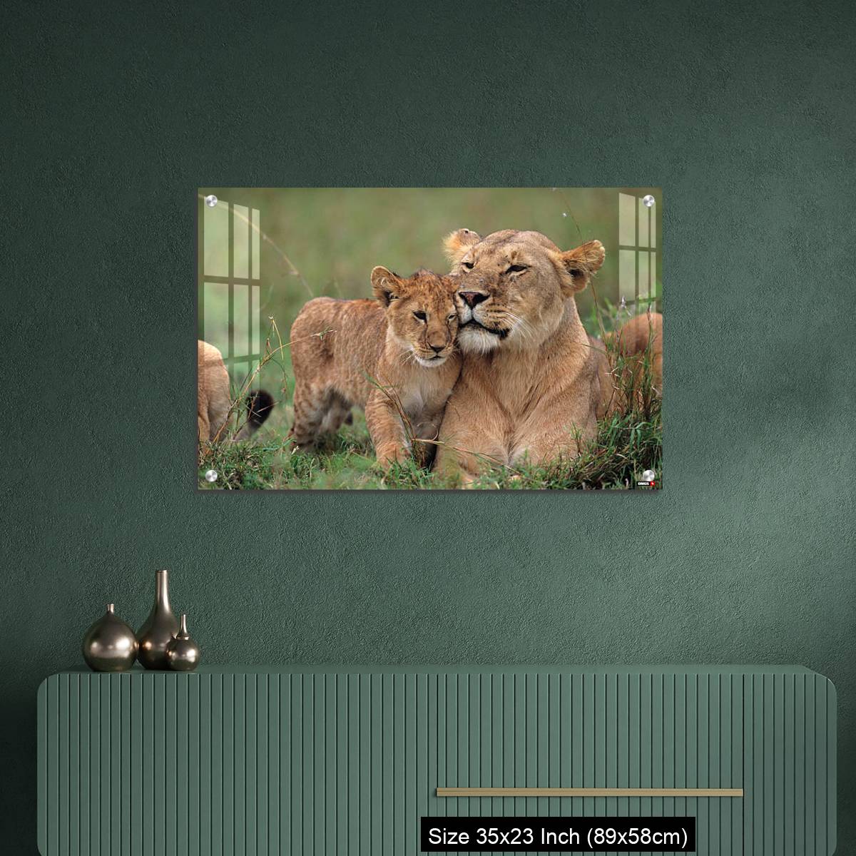 OMGs Acrylic Wall Decor – Lioness (Panthera leo) with cubs lying on grass, Kenya - Image 9