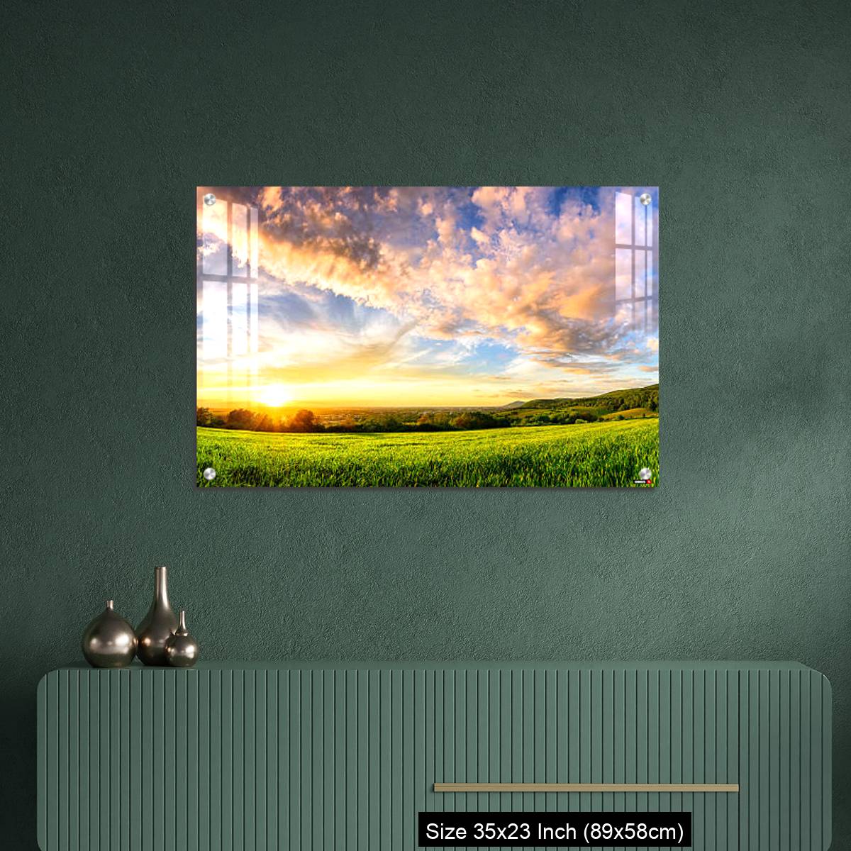 OMGs Acrylic Wall Decor – Panorama of colourful sunset on a green meadow - Image 9