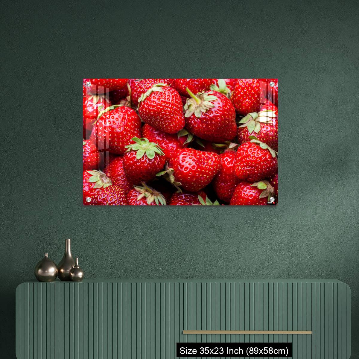 OMGs Acrylic Wall Decor – Ripe organic strawberries full frame background - Image 9