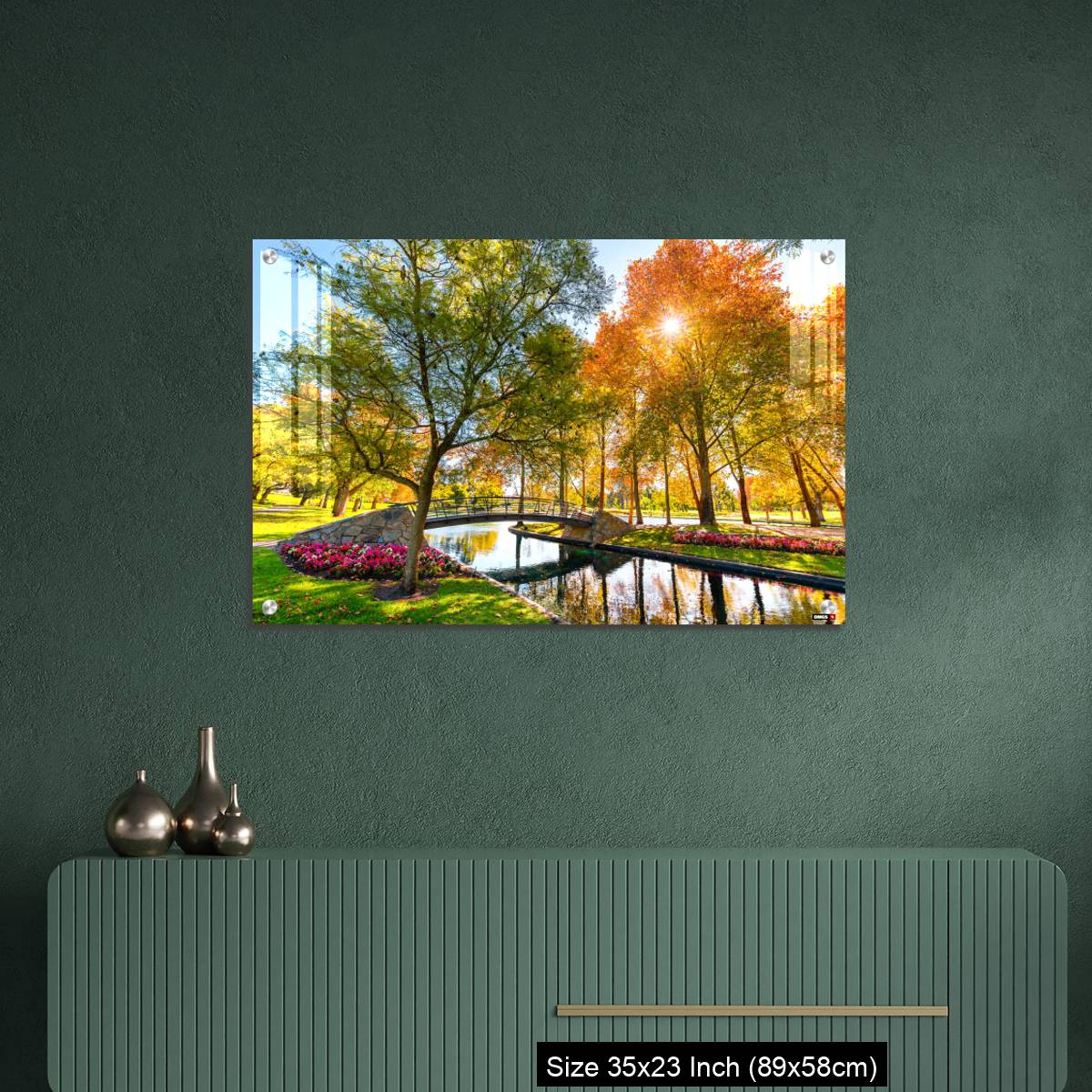 OMGs Acrylic Wall Decor – Rymill Park with bridge over the pond in Adelaide city - Image 9