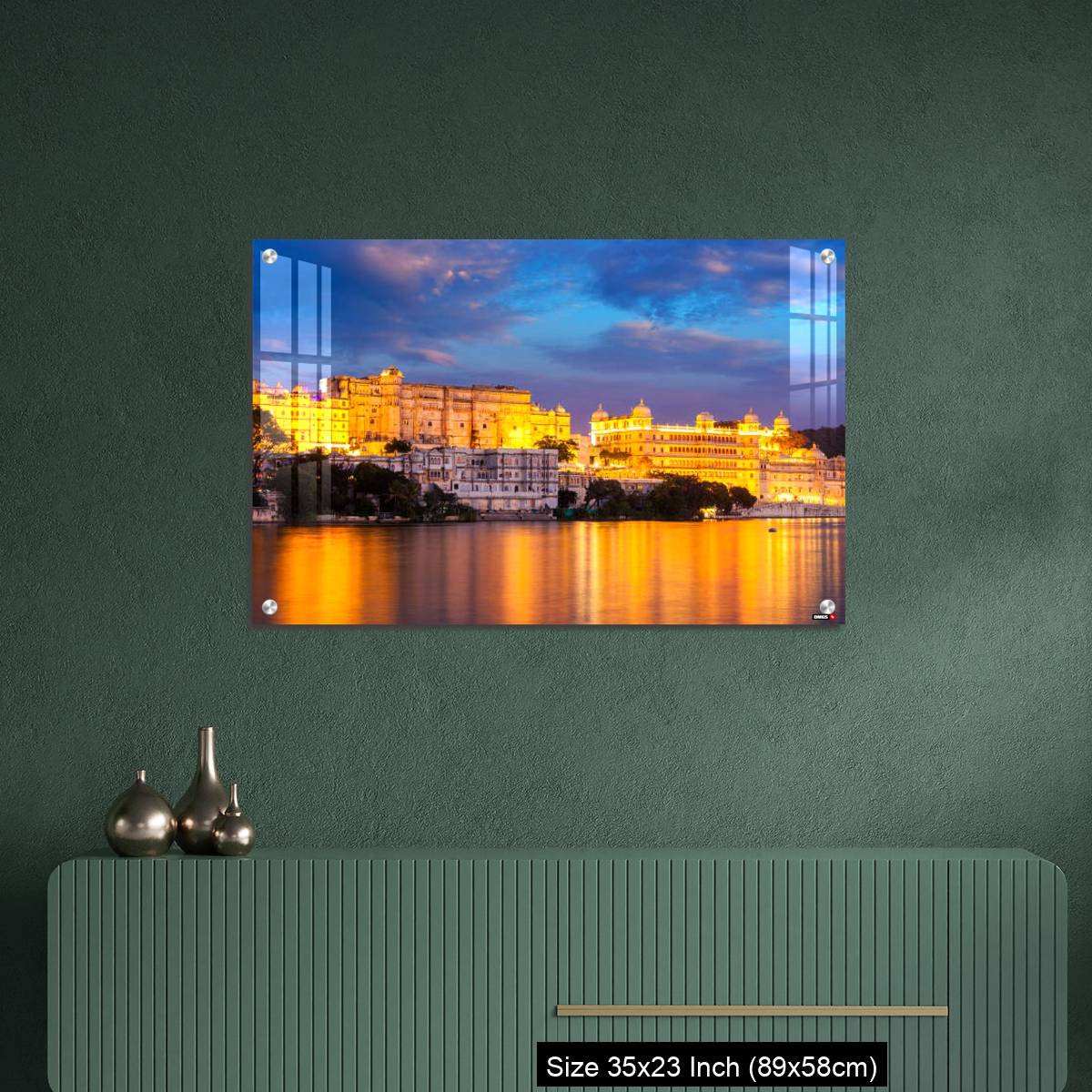 OMGs Acrylic Wall Decor – Udaipur City Palace in the evening view. Udaipur, India - Image 9