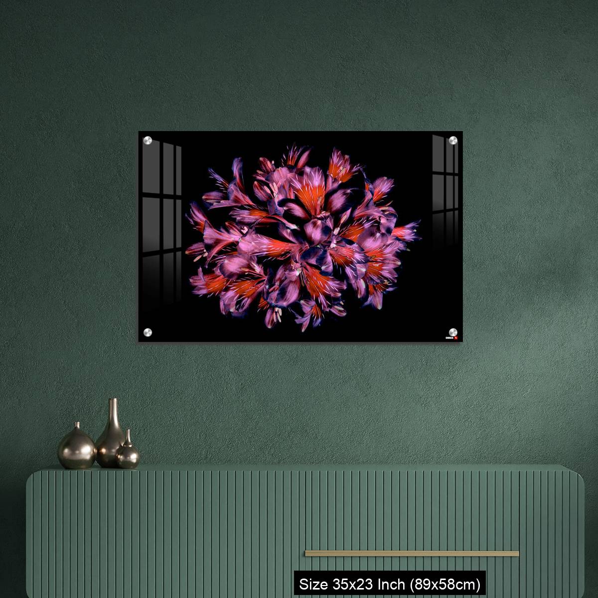 OMGs Acrylic Wall Decor – Vibrant coloured floral abstract design using Peruvian lilies with black background - Image 9