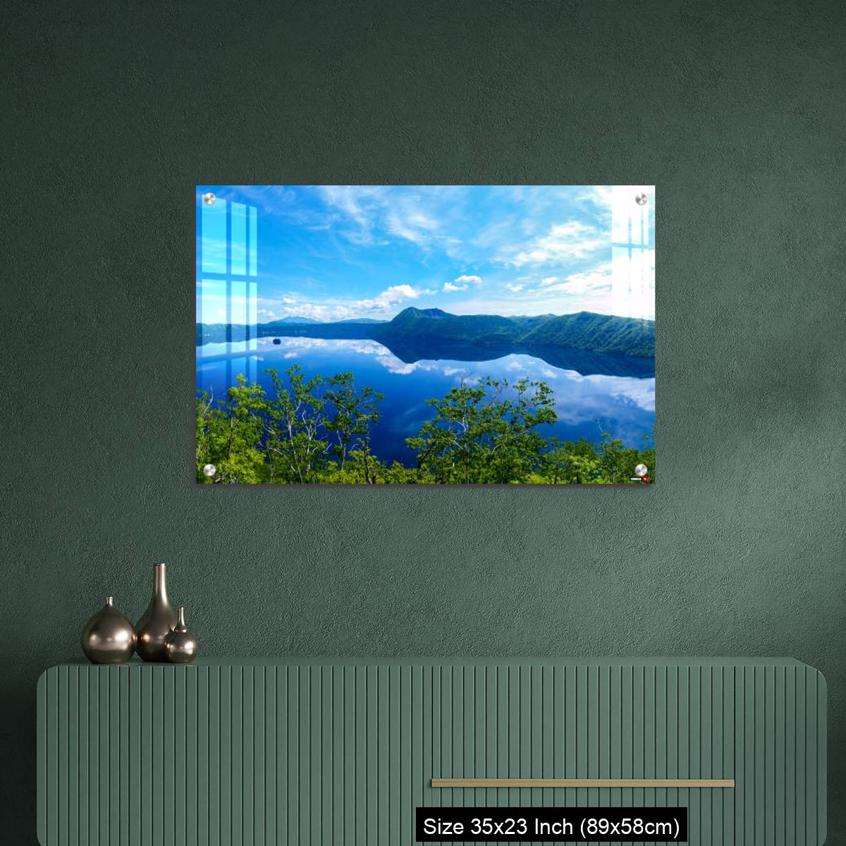 OMGs Acrylic Wall Decor – panoramic view of a lake reflecting sky. Lake Mashu,Akan National Park,Japan. - Image 9