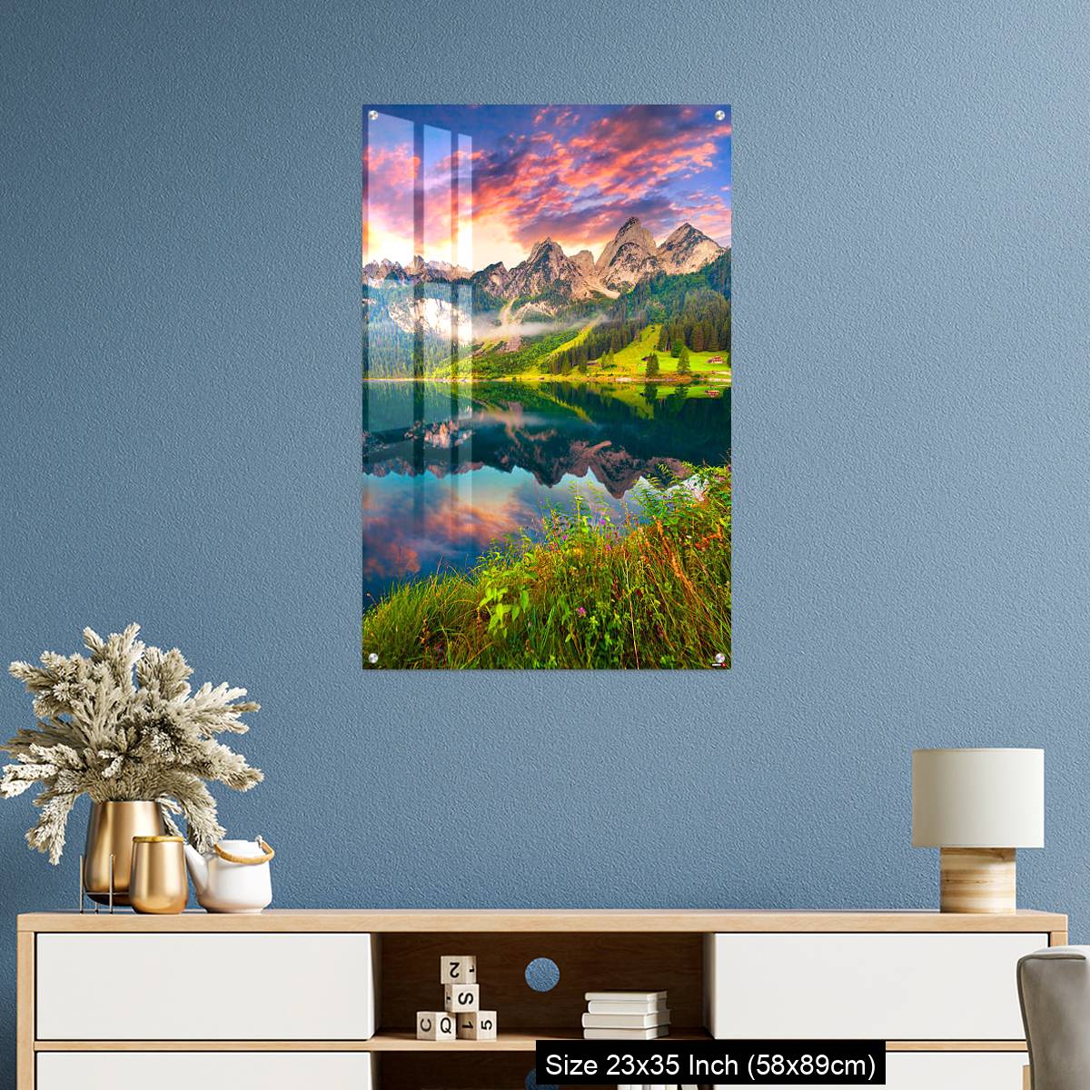 OMGs Acrylic Wall Decor – Colorful summer sunrise on the Vorderer Gosausee lake - Image 10