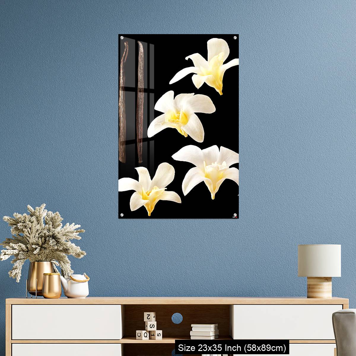 OMGs Acrylic Wall Decor – Vanilla flowers and stick isolated on black background - Image 10