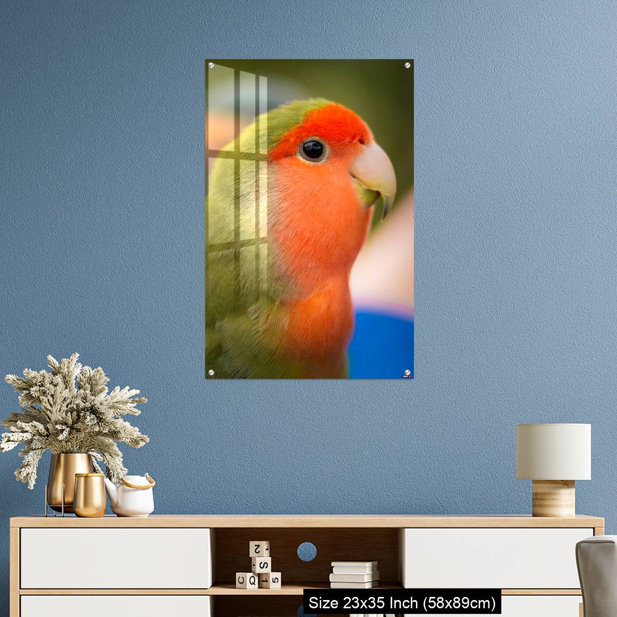 OMGs Acrylic Wall Decor – Vibrant rosy-faced lovebird - Image 10