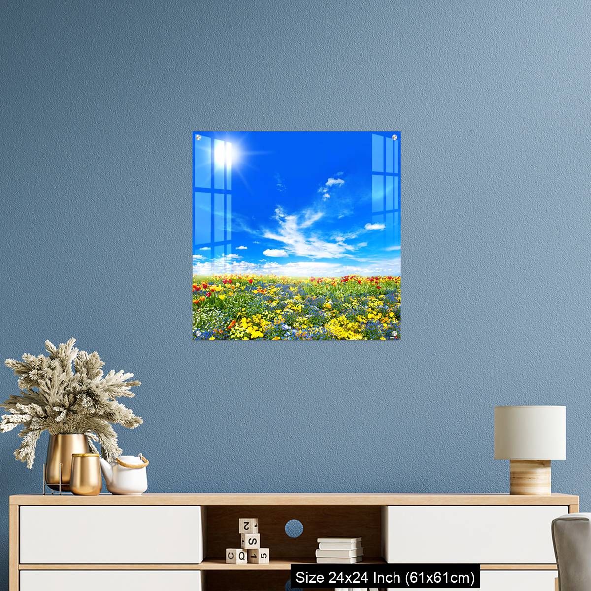 OMGs Acrylic Wall Decor – Meadow with colorful spring flowers. Tulips - Image 10