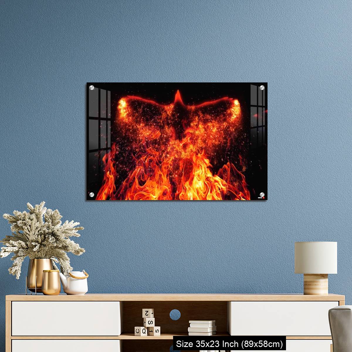 OMGs Acrylic Wall Decor – A firebird flapping its wings in the dark - Image 10