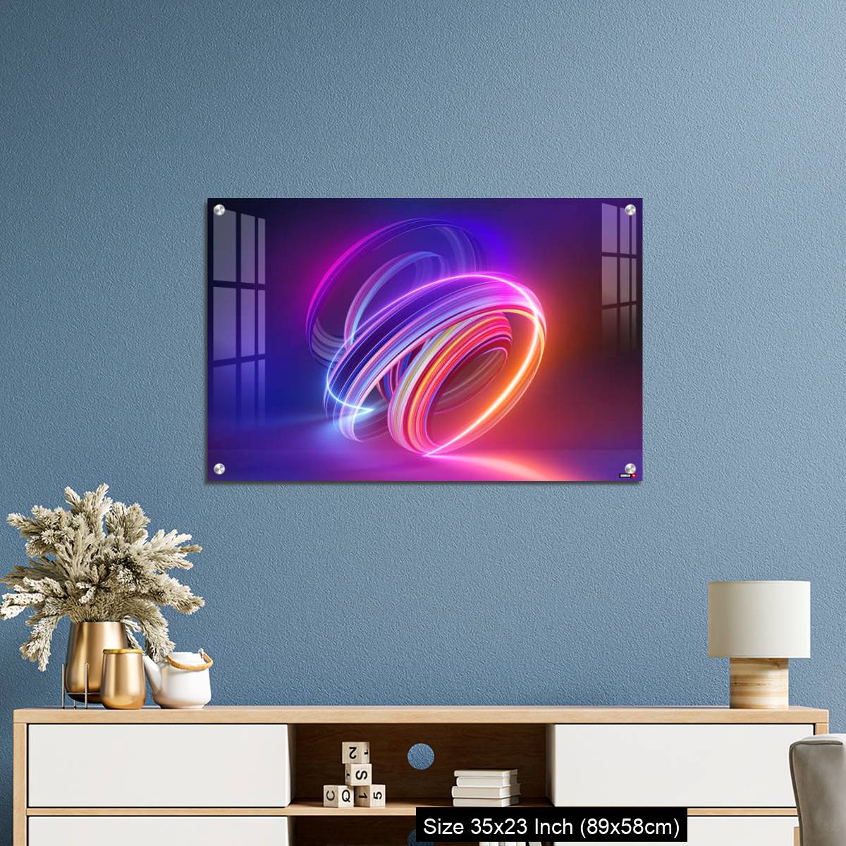 OMGs Acrylic Wall Decor – Colorful background with abstract shape glowing in ultraviolet spectrum, curvy neon lines - Image 10