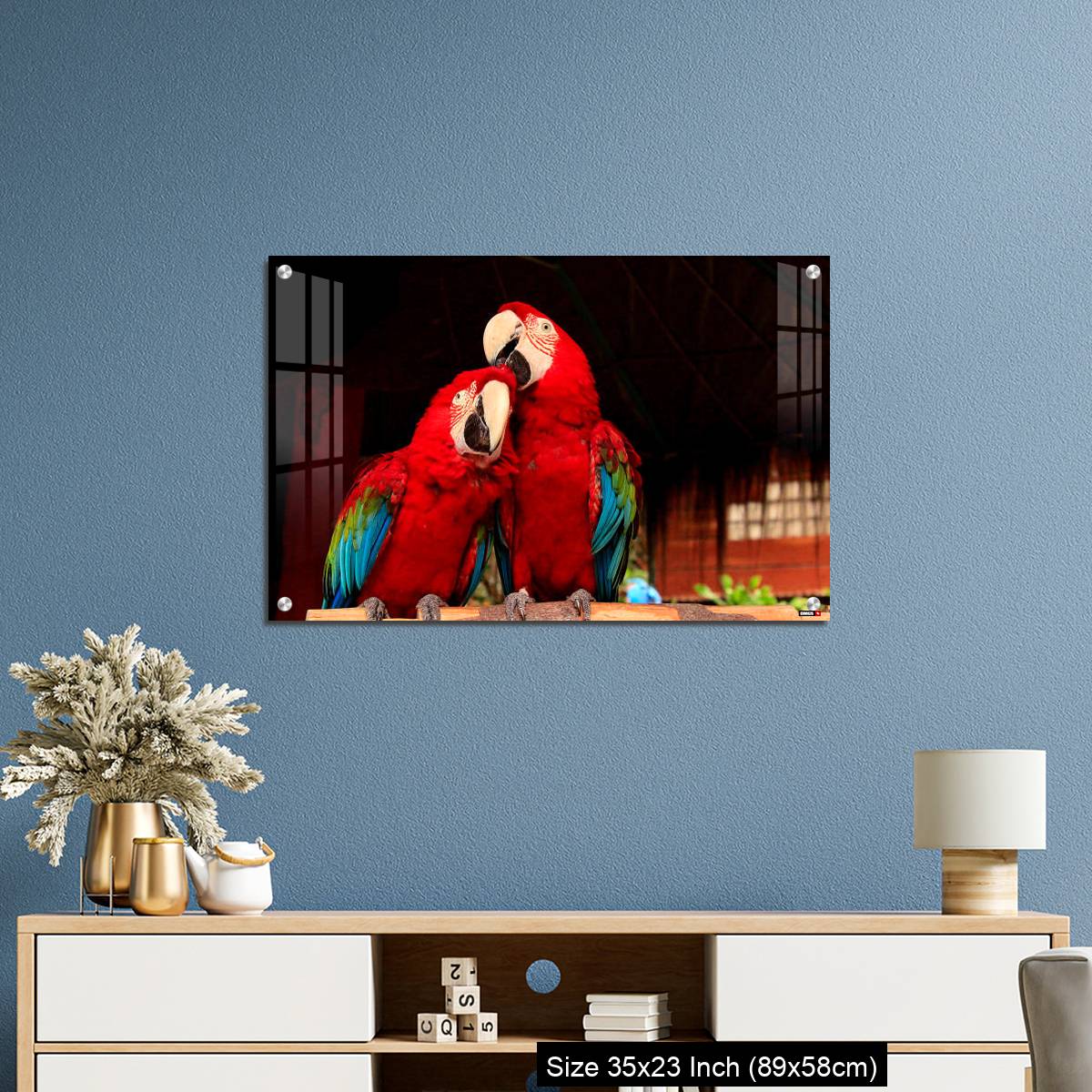 OMGs Acrylic Wall Decor – A  Macaw Bird Teasing His Friend’s Head - Image 10