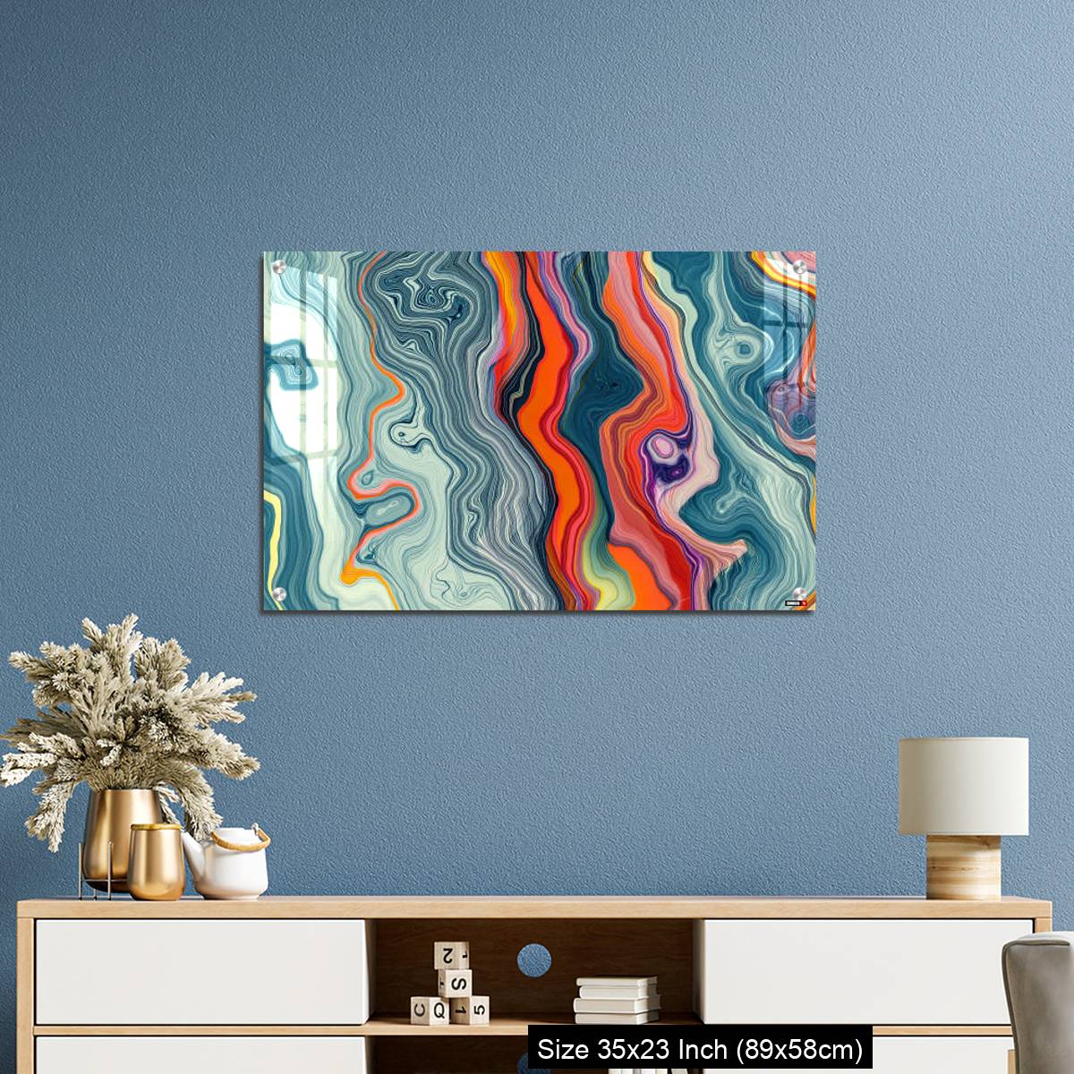 OMGs Acrylic Wall Decor – Abstract Marble Waves Acrylic Background. Gray Orange Marbling Texture. Agate Ripple Pattern. - Image 10