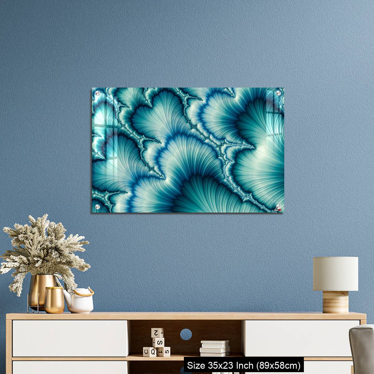 OMGs Acrylic Wall Decor – Aqua and Green psychedelic fractal background like floral petal - Image 10