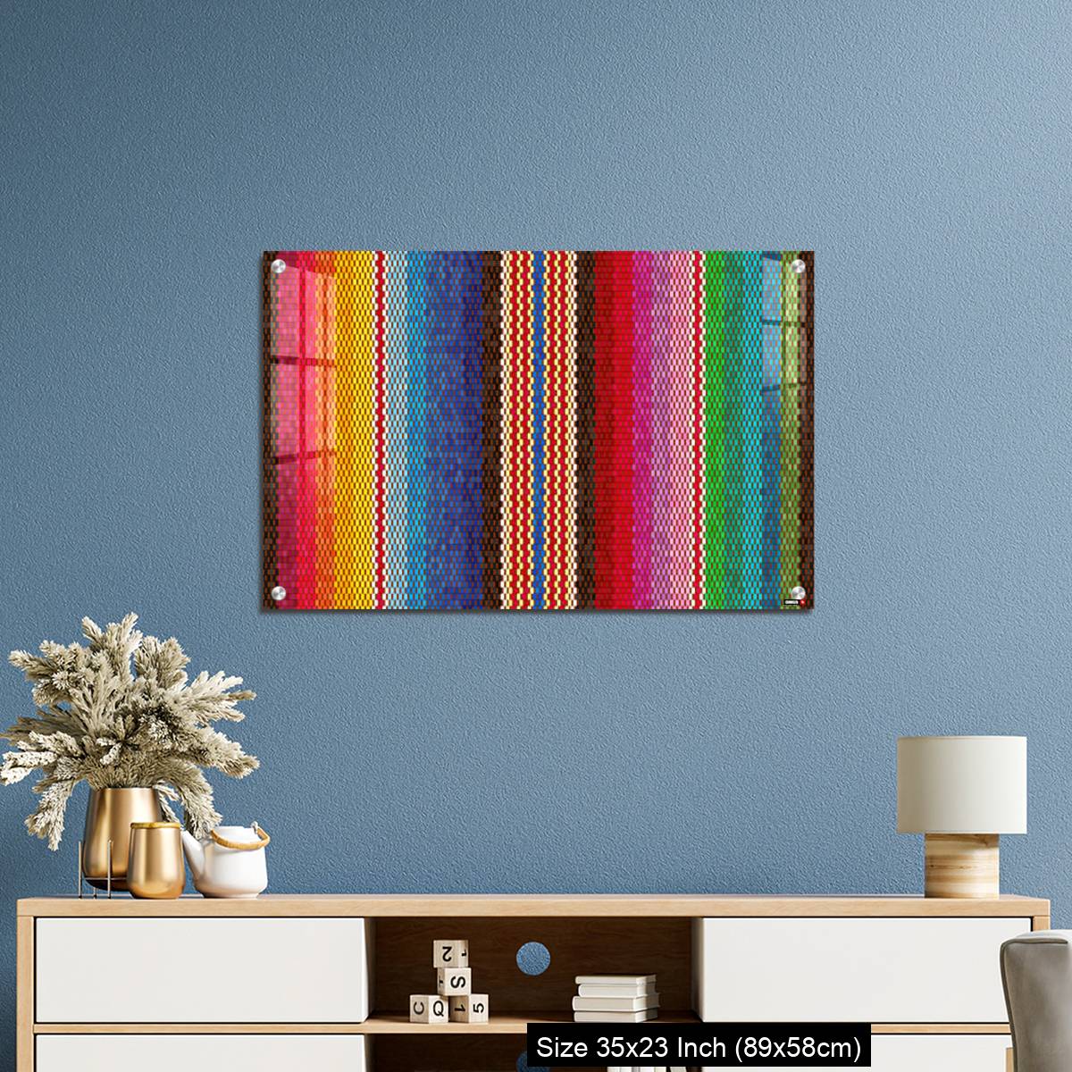 OMGs Acrylic Wall Decor – Background for Cinco de Mayo party decor or ethnic mexican fabric pattern with colorful stripes. - Image 10