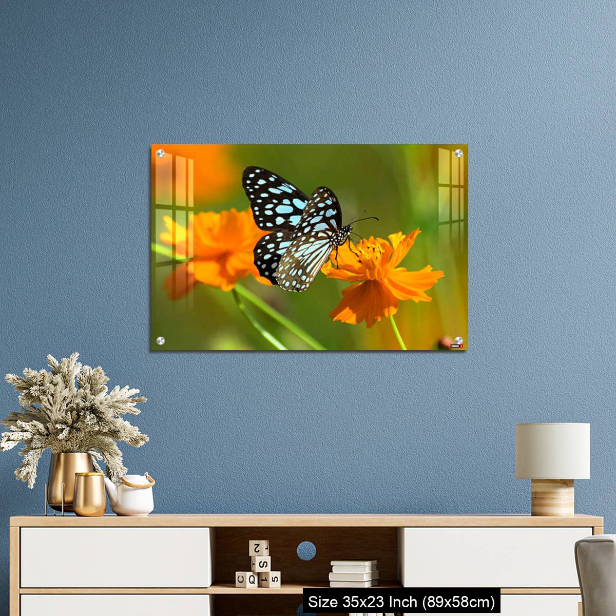 OMGs Acrylic Wall Decor – Blue tiger butterfly or Tirumala limniace on an orange flower - Image 10