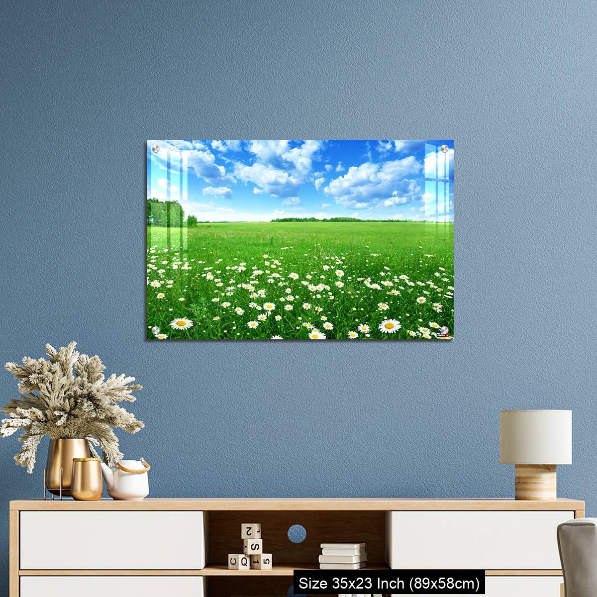 OMGs Acrylic Wall Decor – Field with white daisies under blue sky. - Image 10