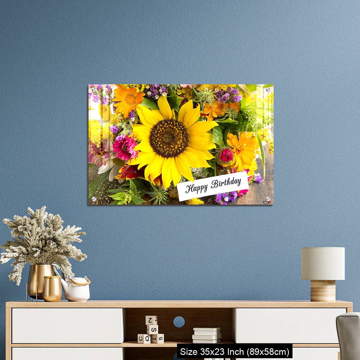 OMGs Acrylic Wall Decor – Happy Birthday Card with Bouquet of Summer Flowers - Image 10