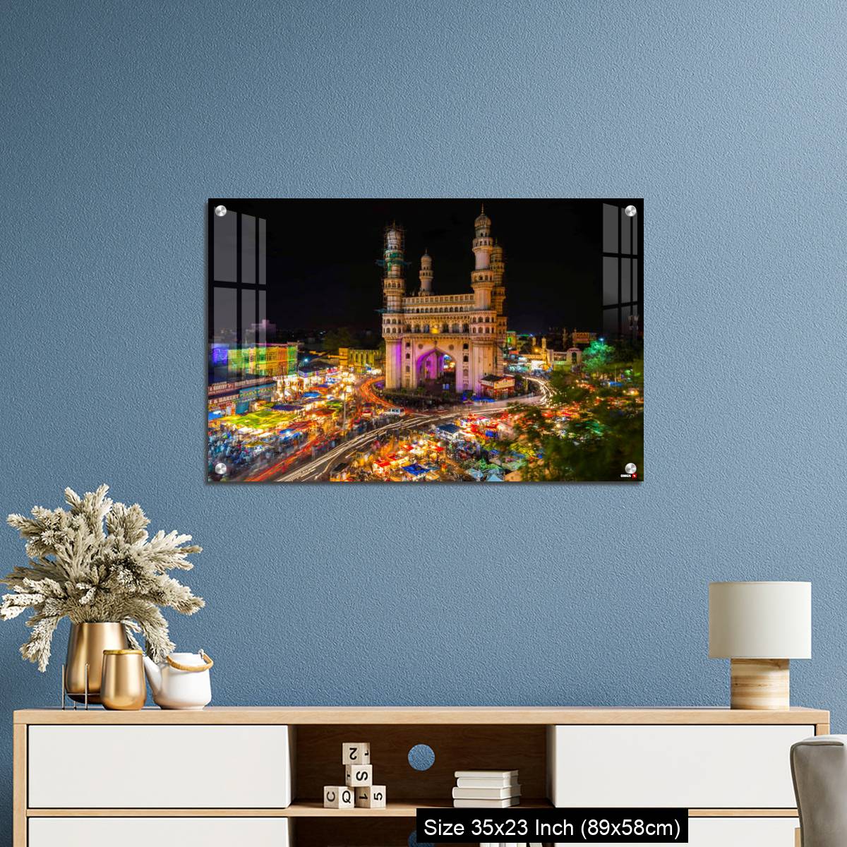 OMGs Acrylic Wall Decor – High Wide Angle View of Charminar in the Night - Image 10