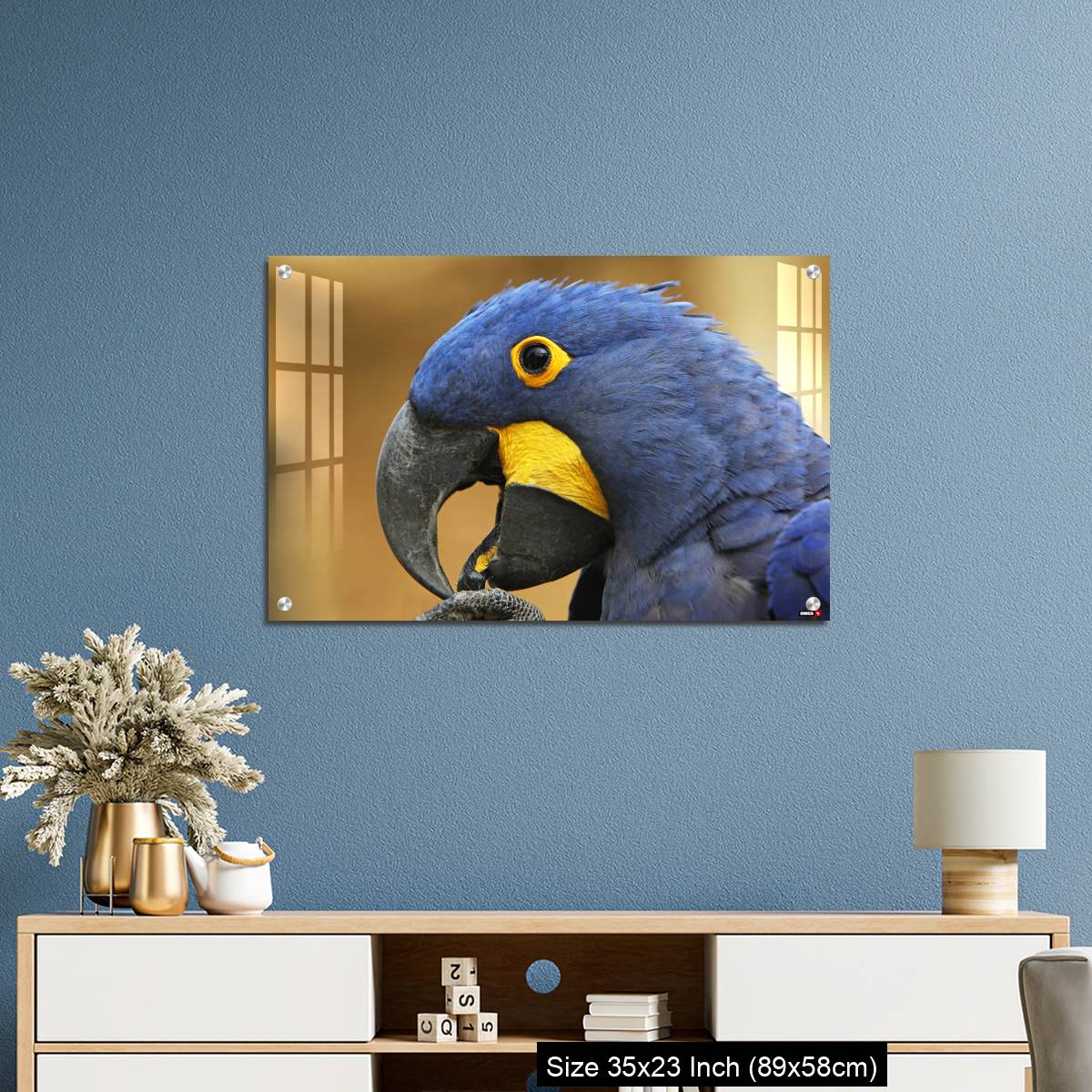 OMGs Acrylic Wall Decor – Hyacinth Macaw, anodorhynchus hyacinthinus, portrait of Adult with open Beak - Image 10