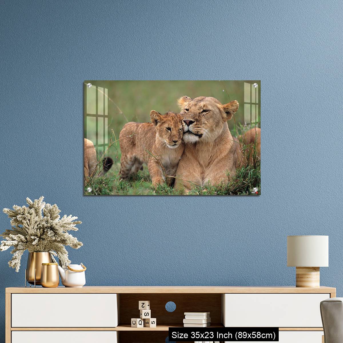 OMGs Acrylic Wall Decor – Lioness (Panthera leo) with cubs lying on grass, Kenya - Image 10