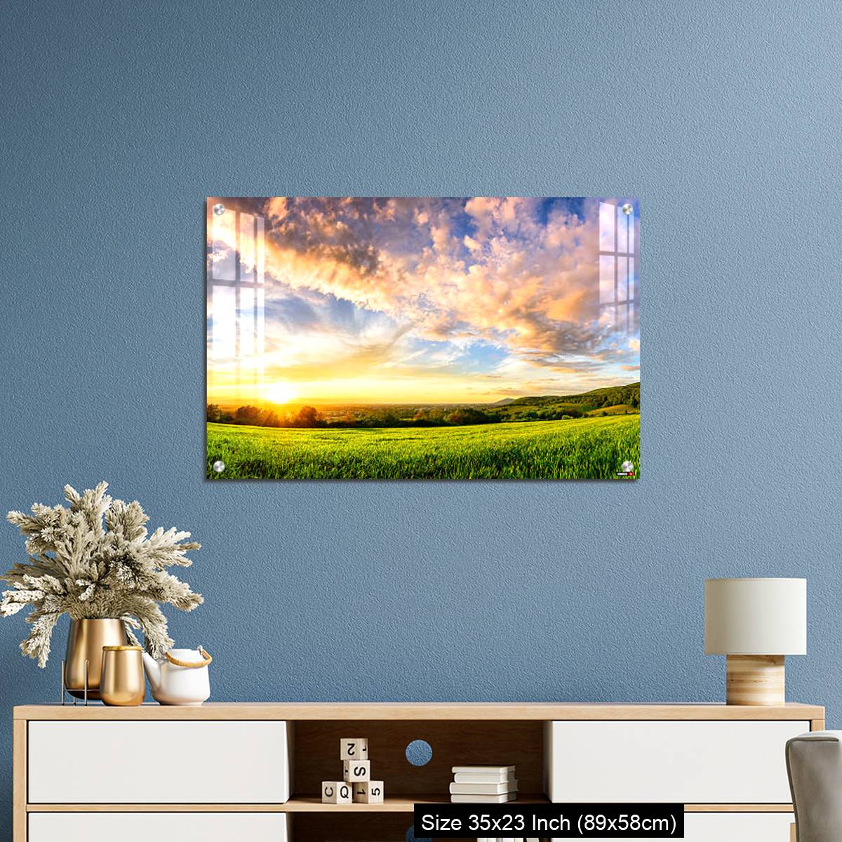 OMGs Acrylic Wall Decor – Panorama of colourful sunset on a green meadow - Image 10
