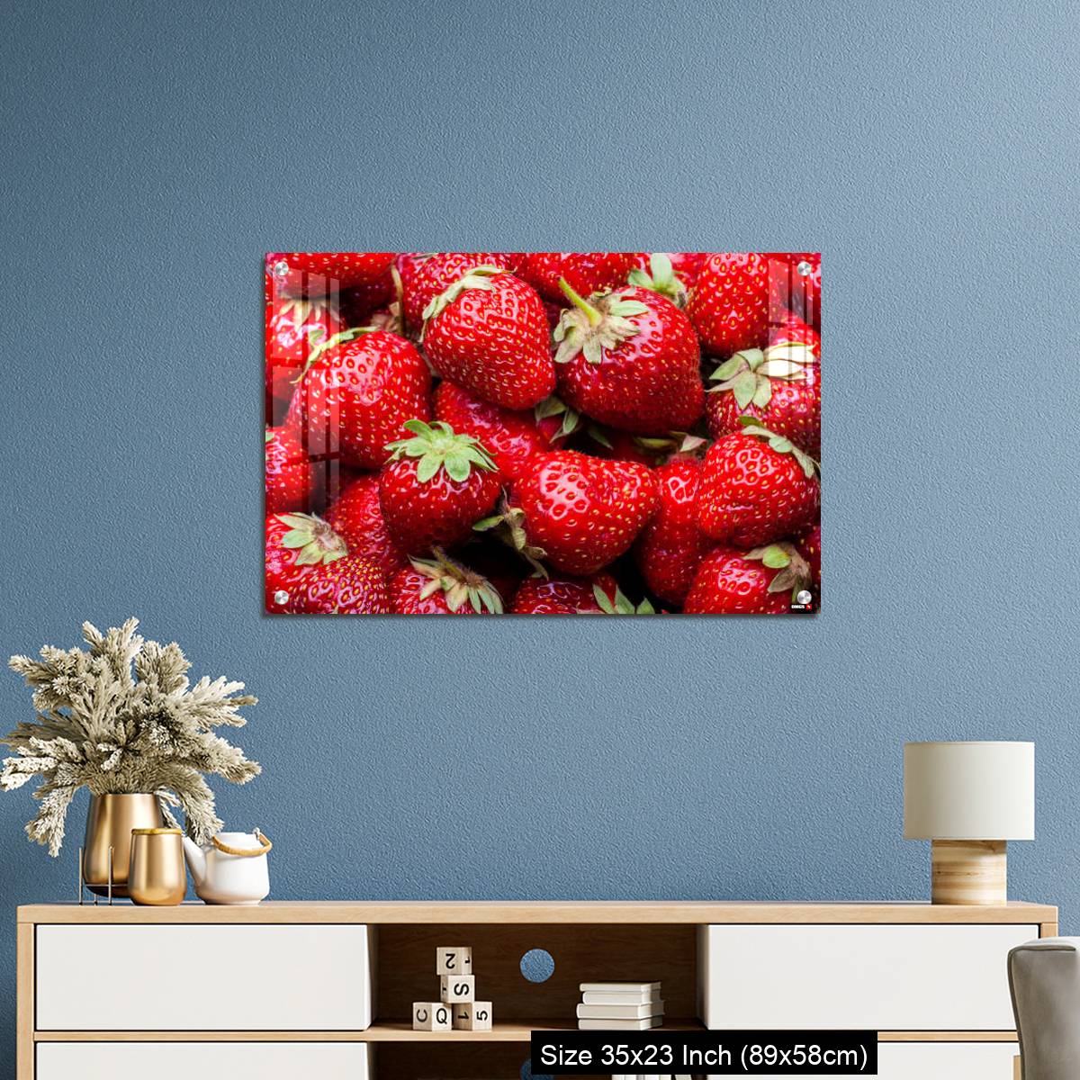 OMGs Acrylic Wall Decor – Ripe organic strawberries full frame background - Image 10