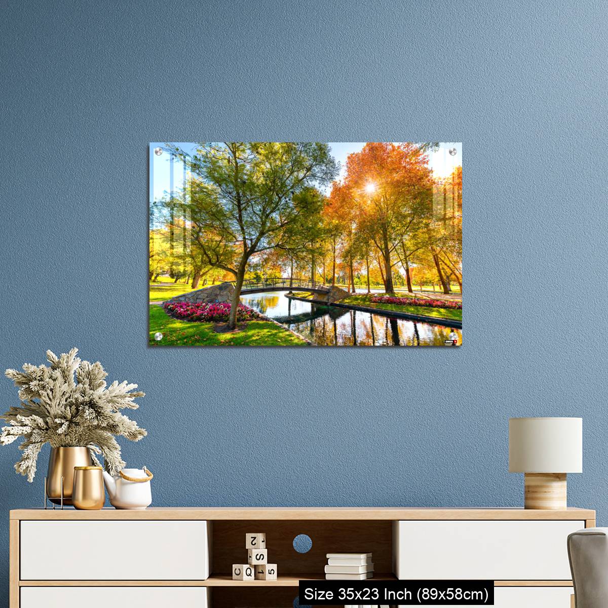 OMGs Acrylic Wall Decor – Rymill Park with bridge over the pond in Adelaide city - Image 10