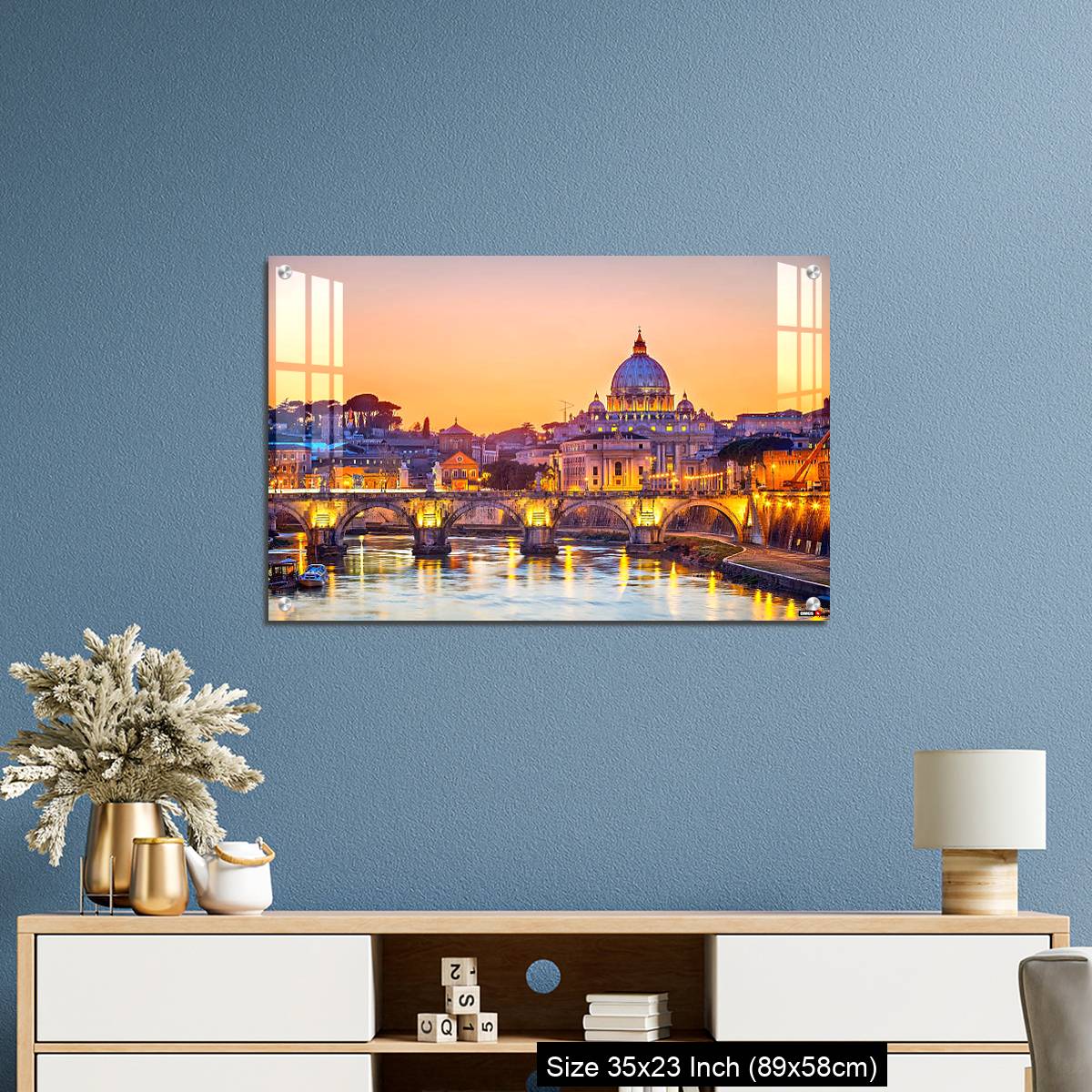 OMGs Acrylic Wall Decor – View on Tiber and St. Peter's cathedral at night, Rome - Image 10
