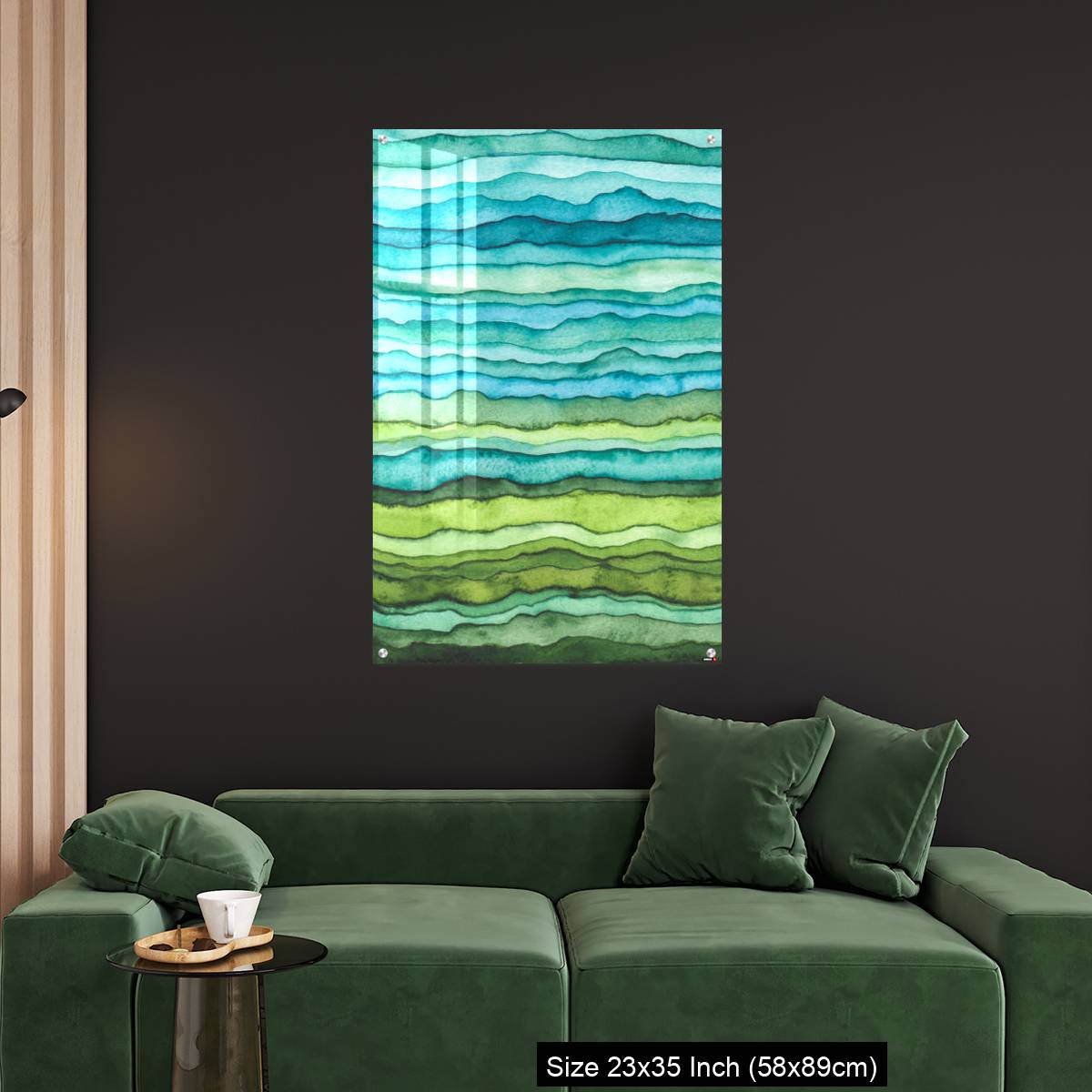 OMGs Acrylic Wall Decor – Blue and Green Waves. Hand Drawn Watercolor Background - Image 11