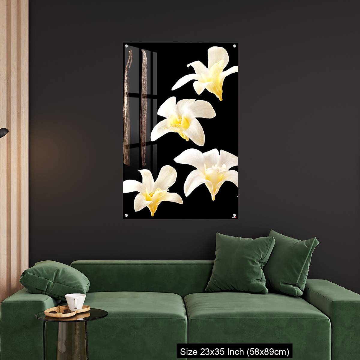 OMGs Acrylic Wall Decor – Vanilla flowers and stick isolated on black background - Image 11