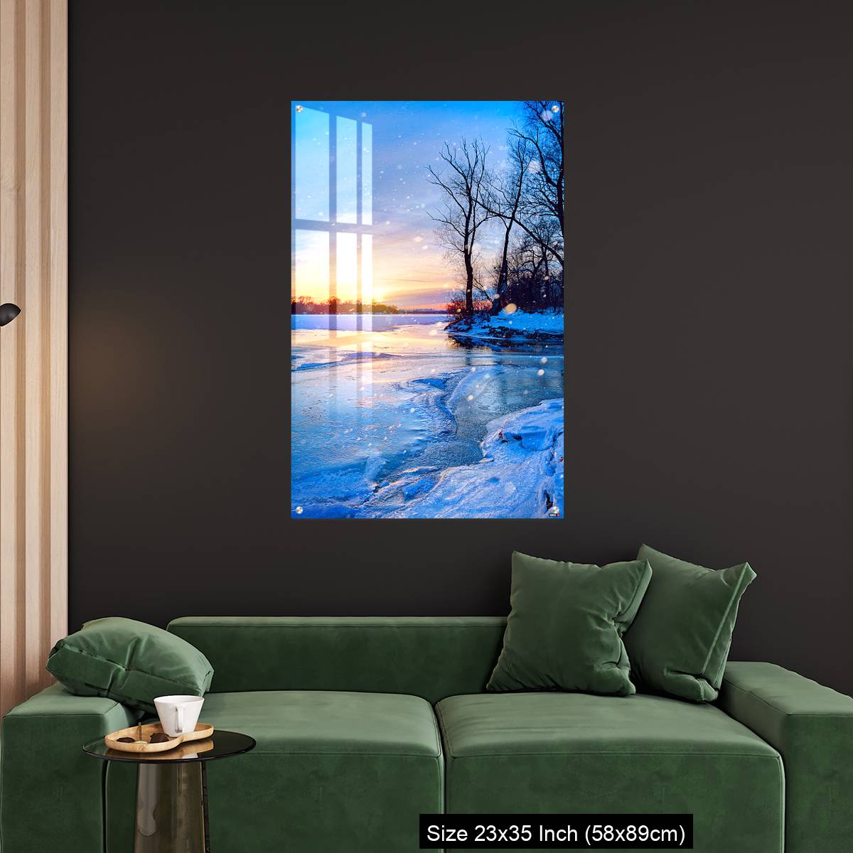 OMGs Acrylic Wall Decor – winter landscape panorama; sunset on the frozen river - Image 11