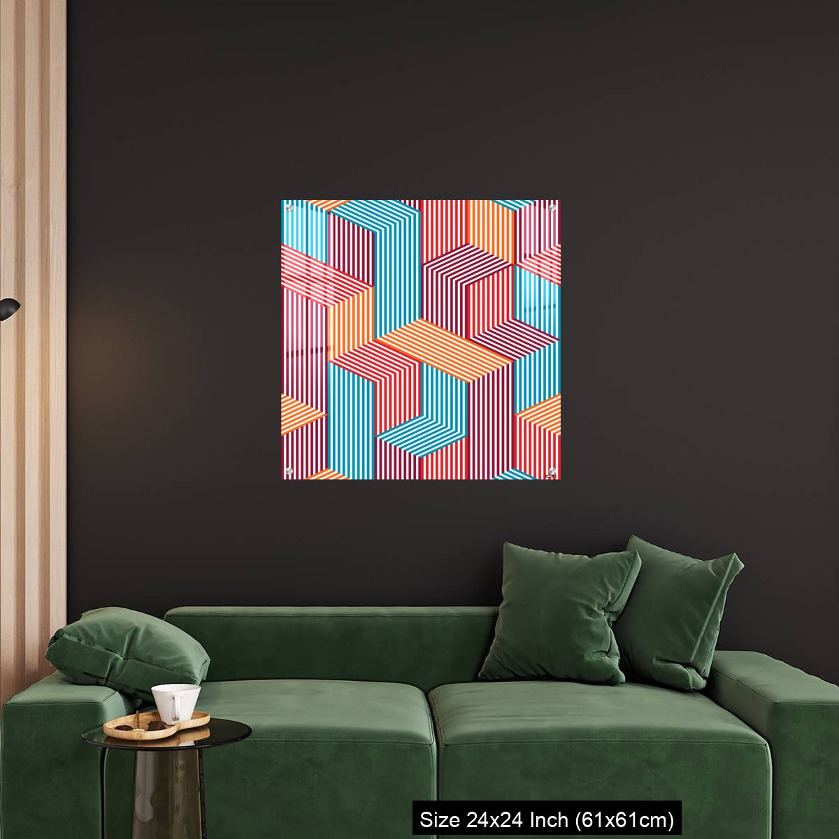 OMGs Acrylic Wall Decor – 3D dimensional lined cubes seamless pattern, geometric endless texture with lines and boxes - Image 11