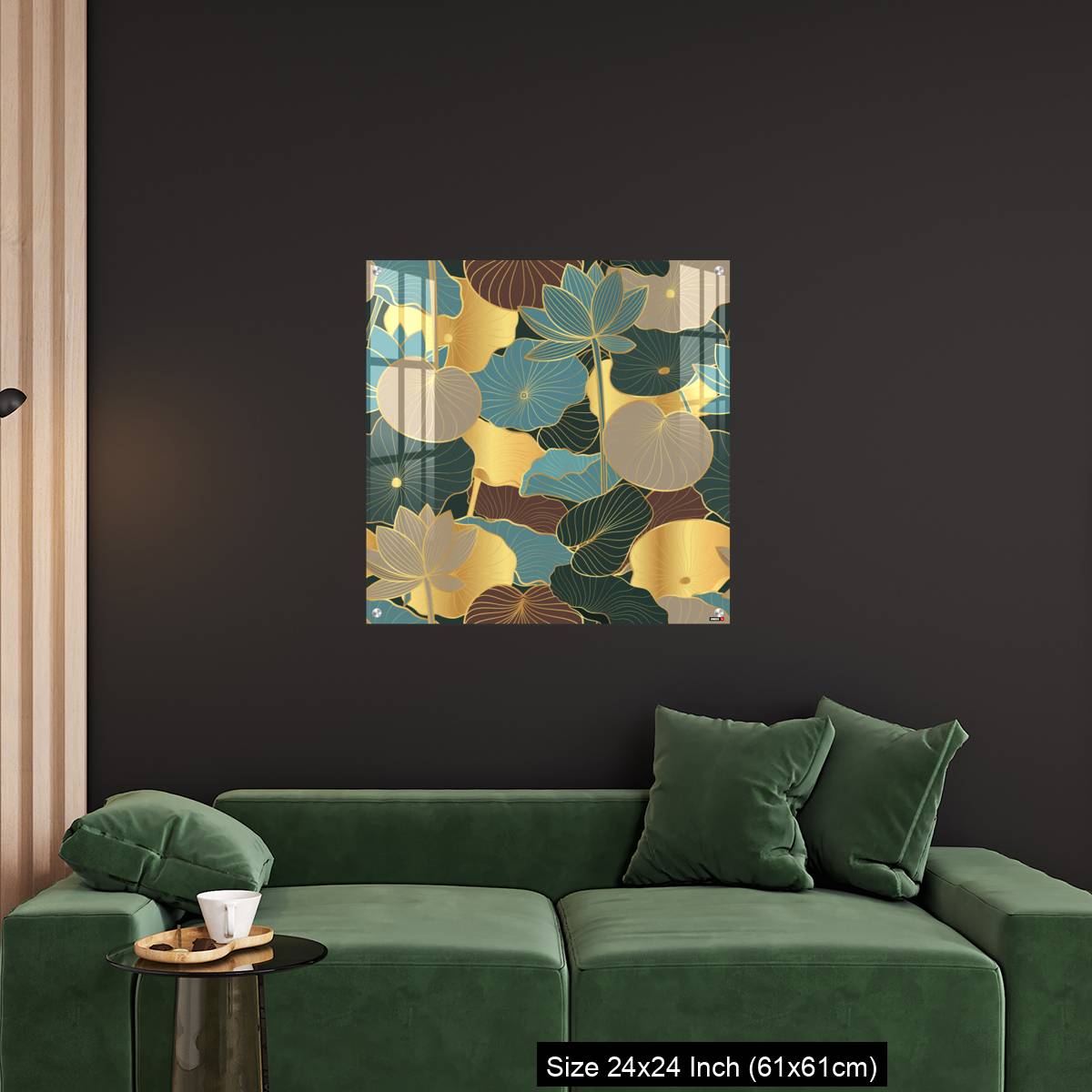 OMGs Acrylic Wall Decor – Seamless vector pattern with golden lotus leaves and flowers. - Image 11