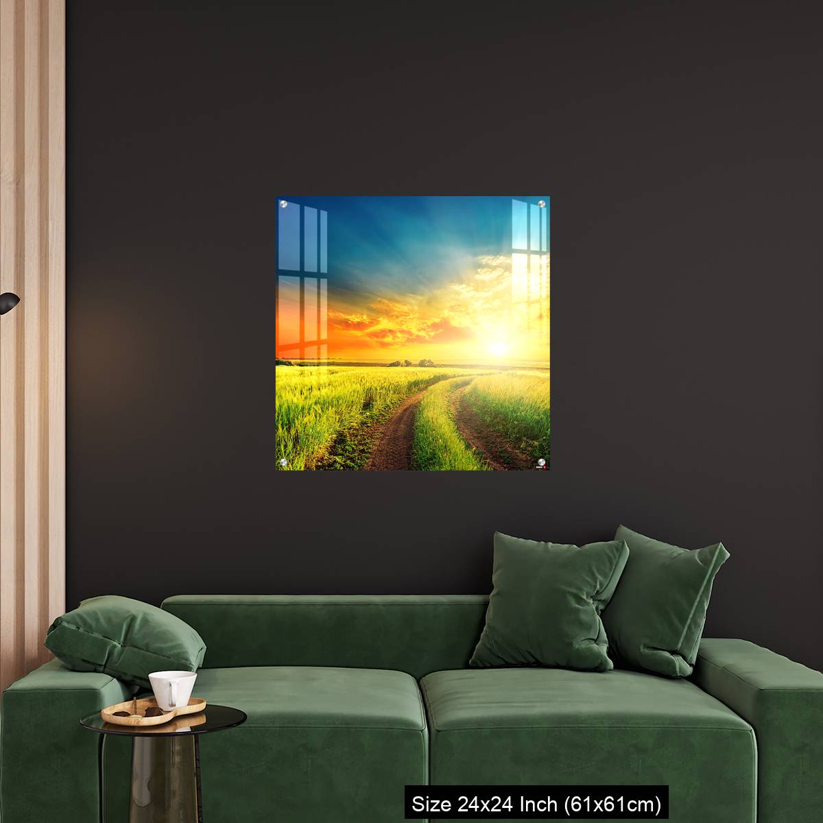 OMGs Acrylic Wall Decor – good sunset and road in green fields - Image 11