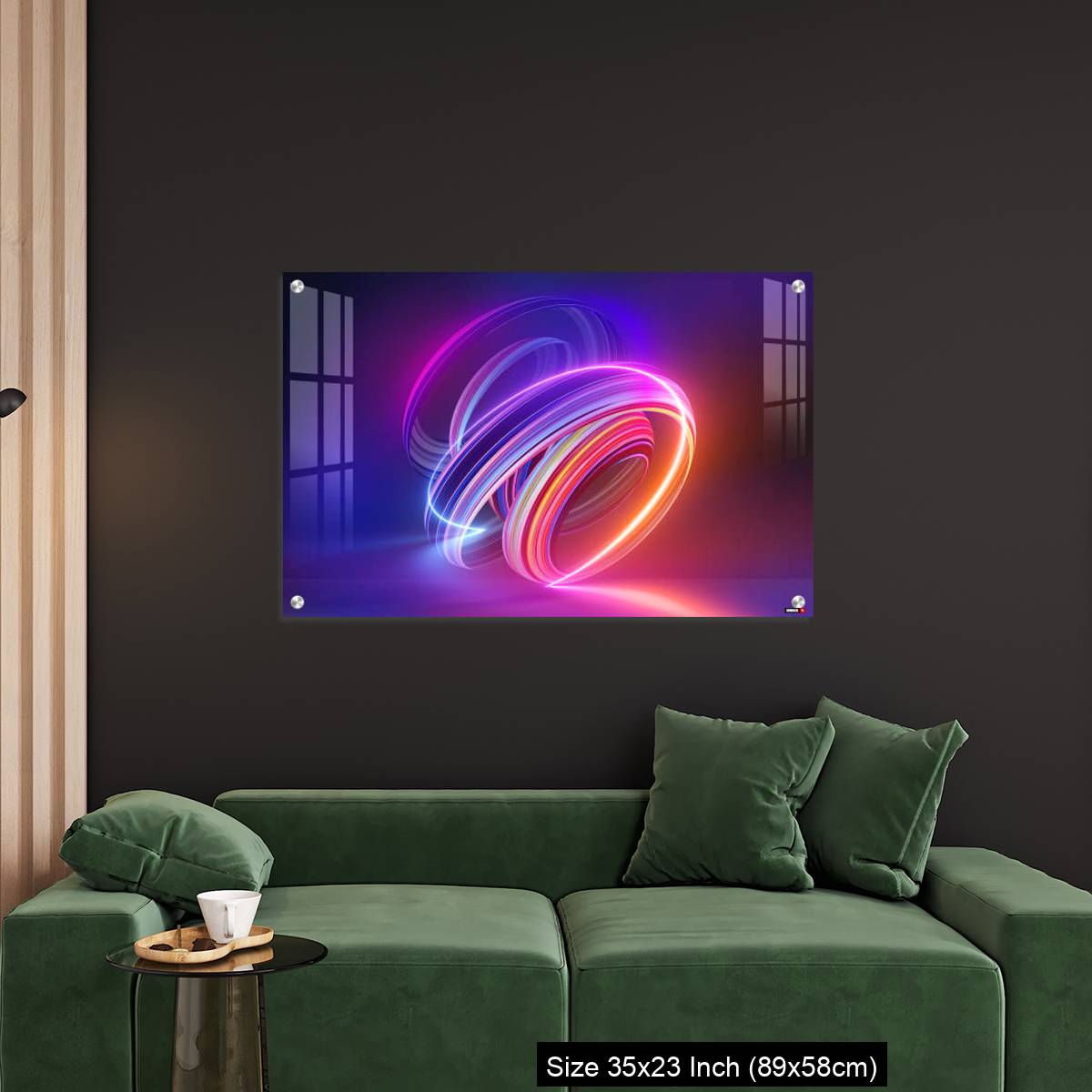 OMGs Acrylic Wall Decor – Colorful background with abstract shape glowing in ultraviolet spectrum, curvy neon lines - Image 11