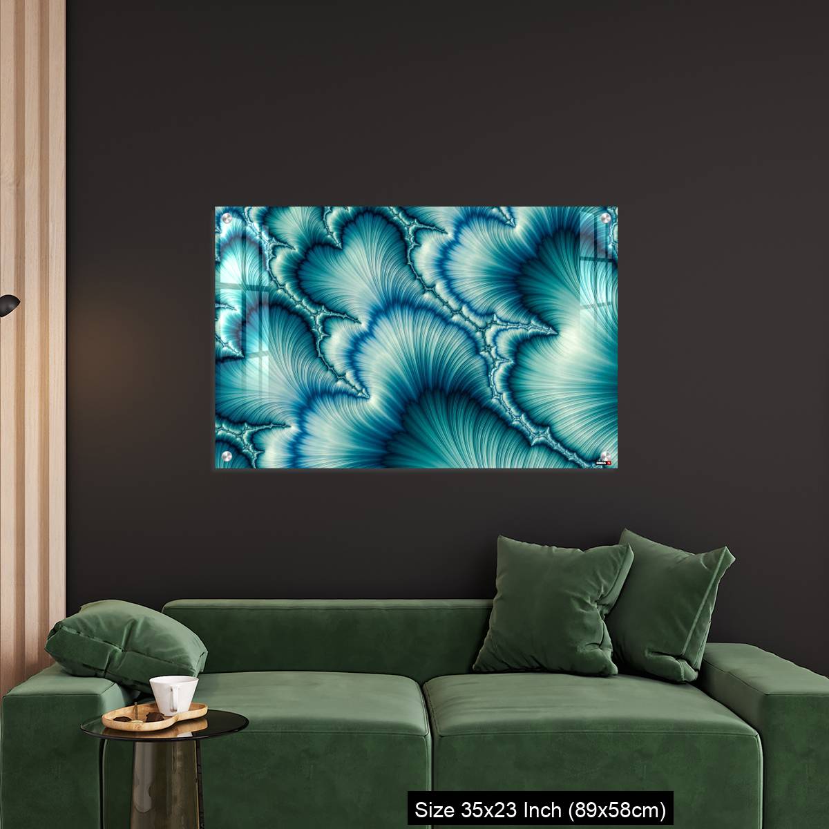 OMGs Acrylic Wall Decor – Aqua and Green psychedelic fractal background like floral petal - Image 11